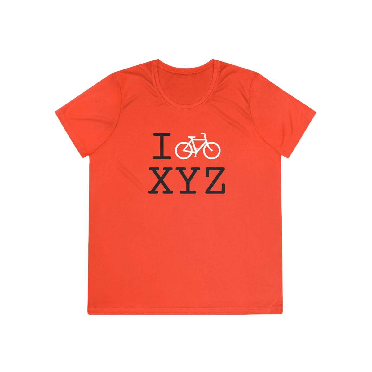 I Bike women's athletic T, white bike