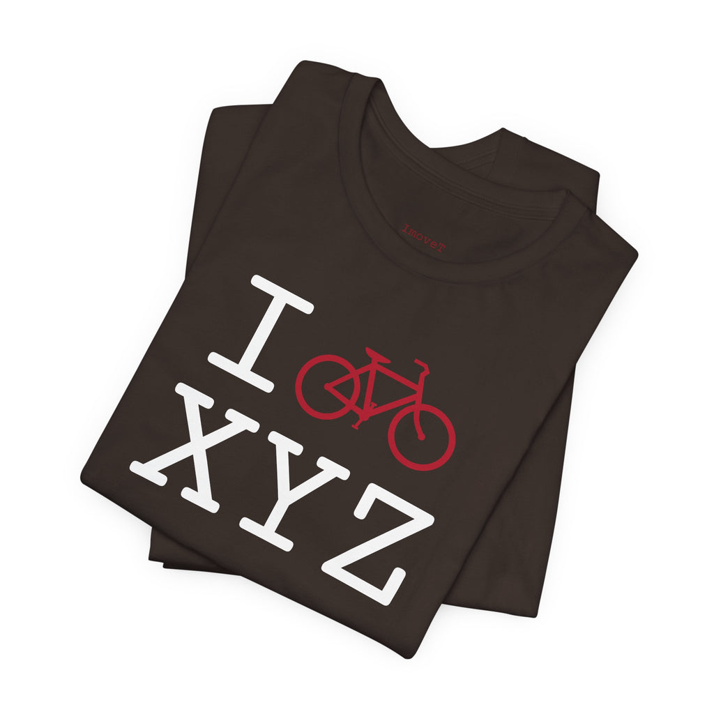 I Bike unisex T, crimson bike