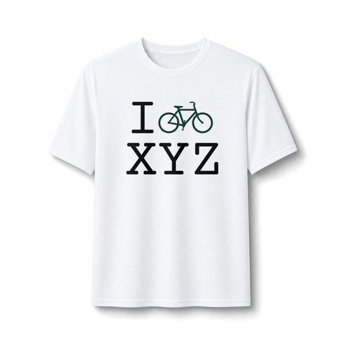 "I Bike ___" athletic T, dark green bike
