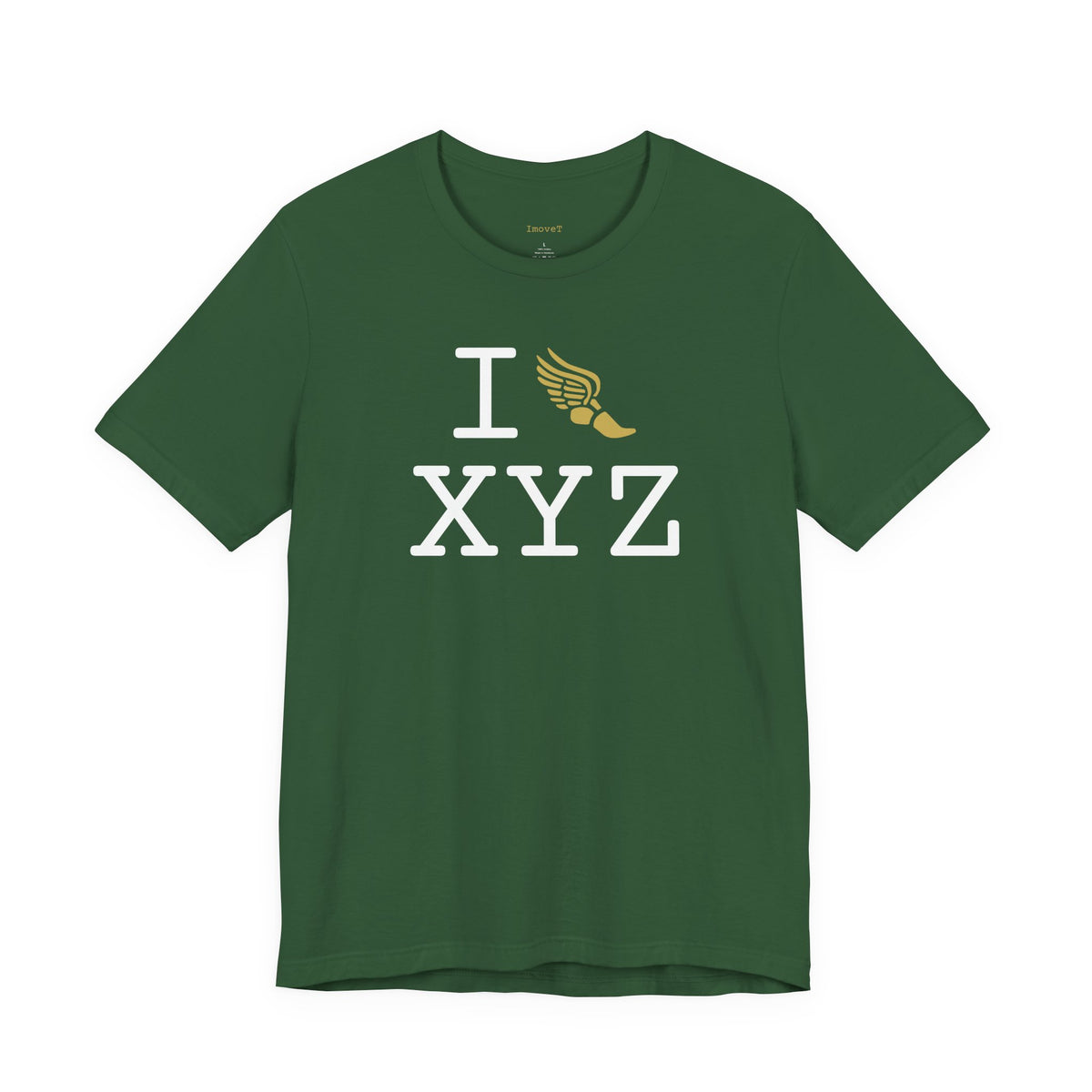 I Run unisex T, gold logo