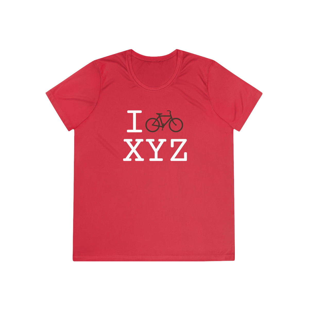 I Bike women's athletic T, brown bike