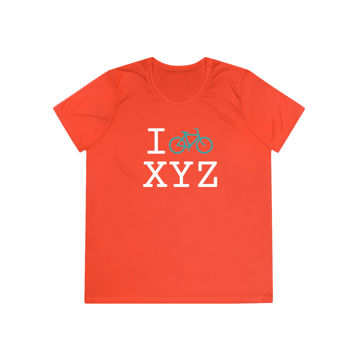 I Bike women's athletic T, teal bike