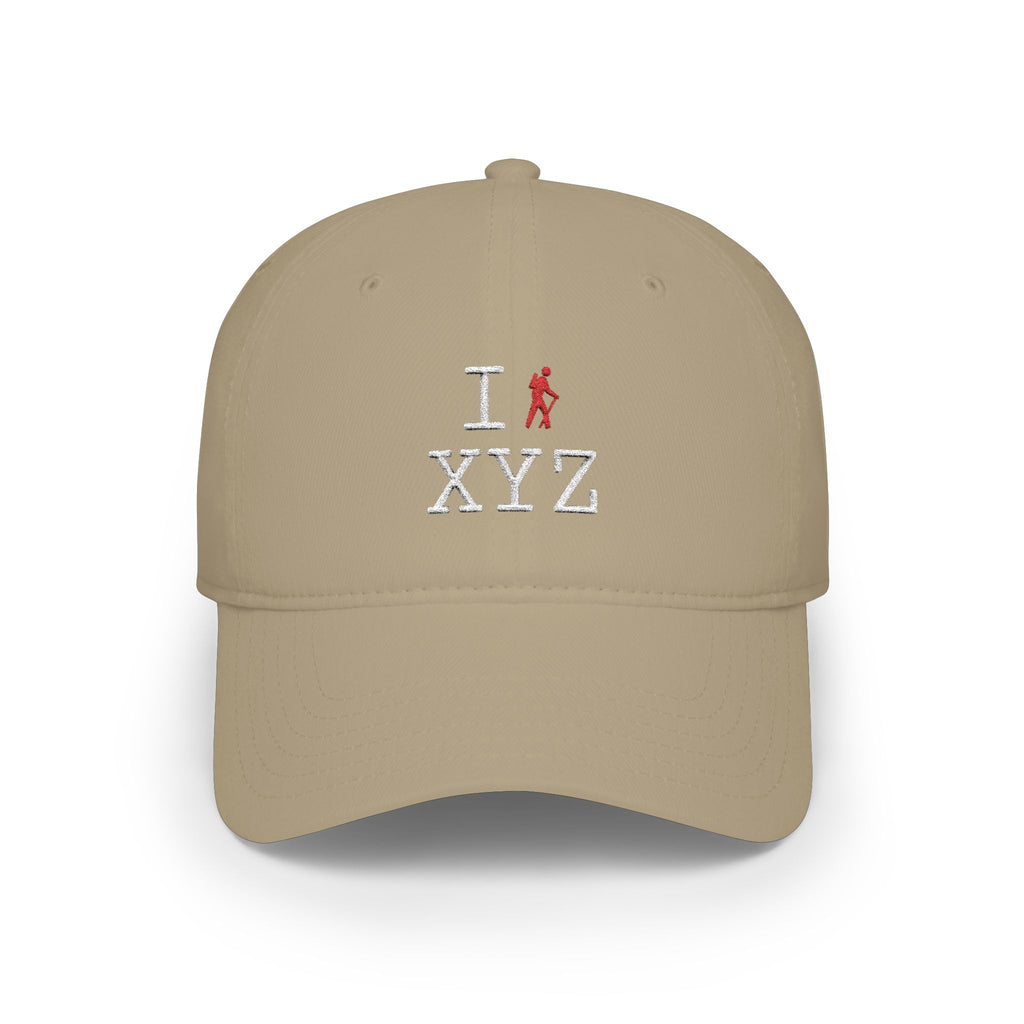 I Hike baseball cap, red hiker