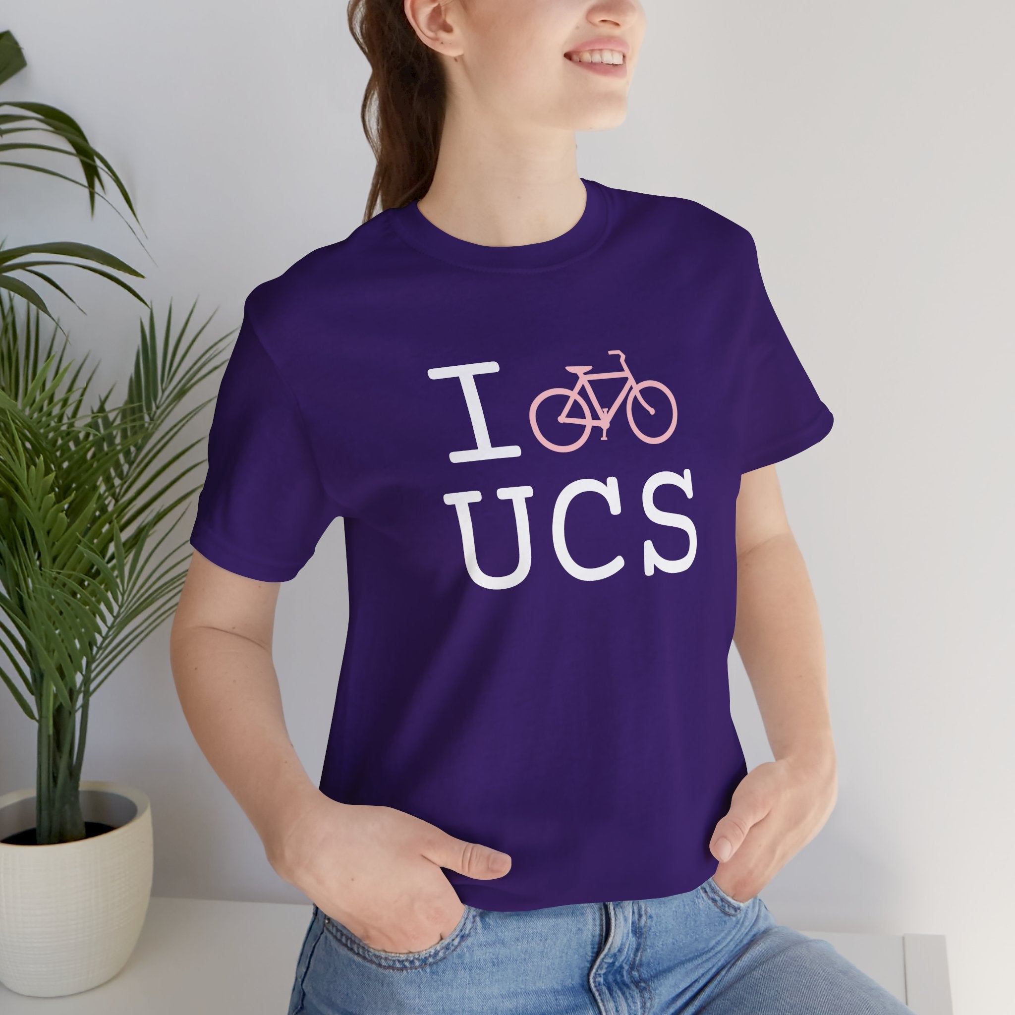 I Bike ___ unisex T, pink bike