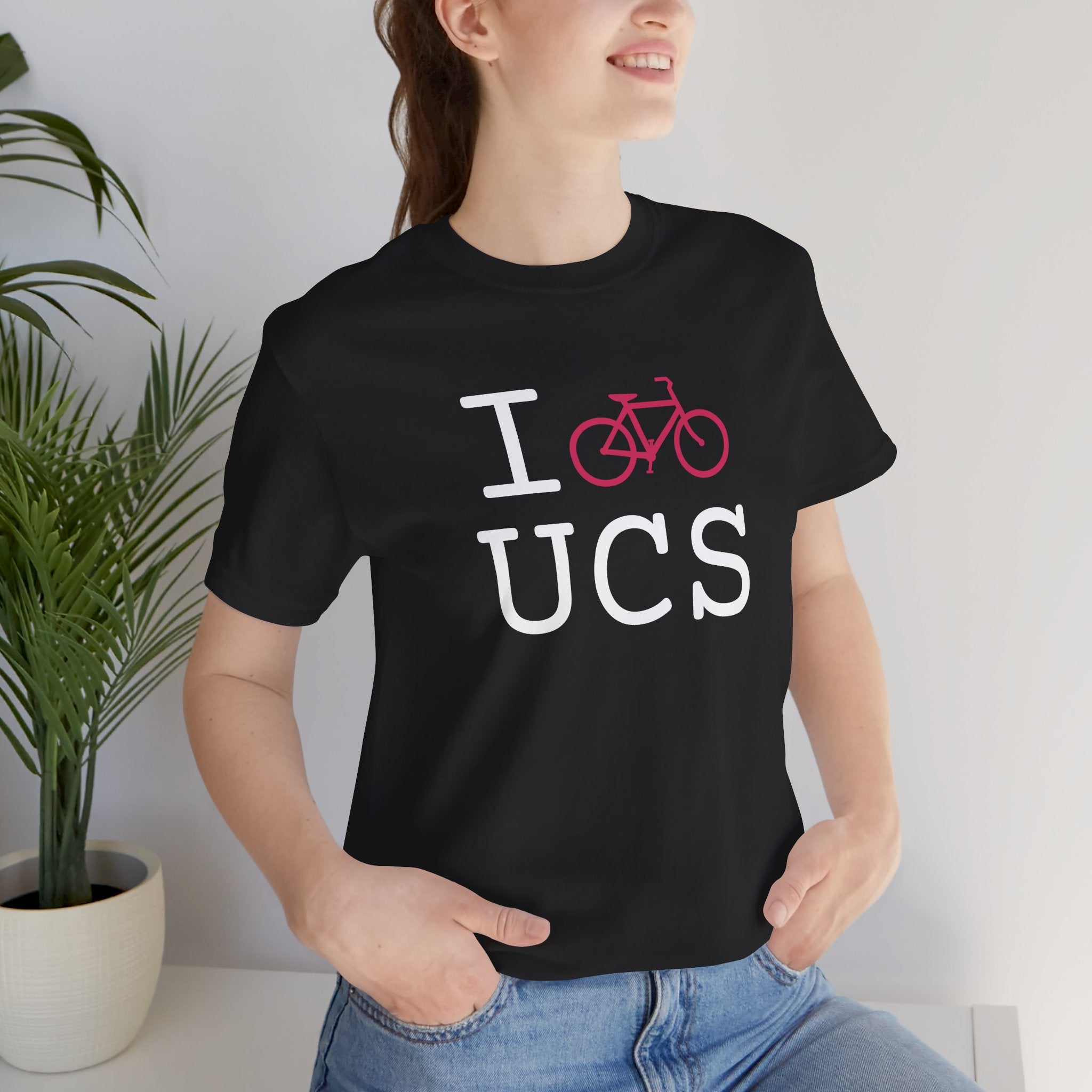I Bike ___ unisex T, hot pink bike