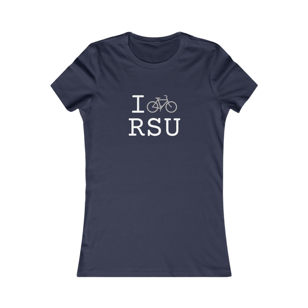 "I Bike ___" women's T, grey bike