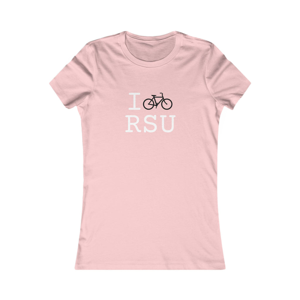 "I Bike ___" women's T, black bike
