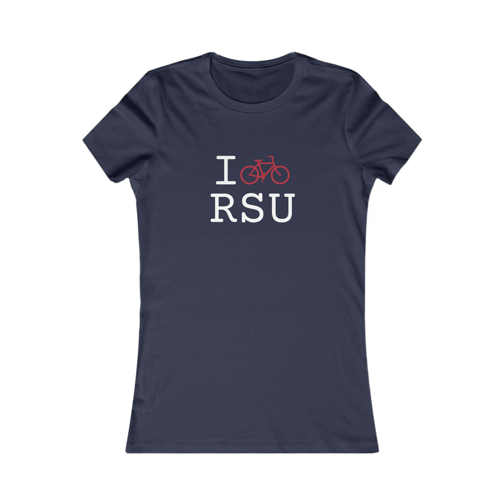 "I Bike ___" women's T, crimson bike
