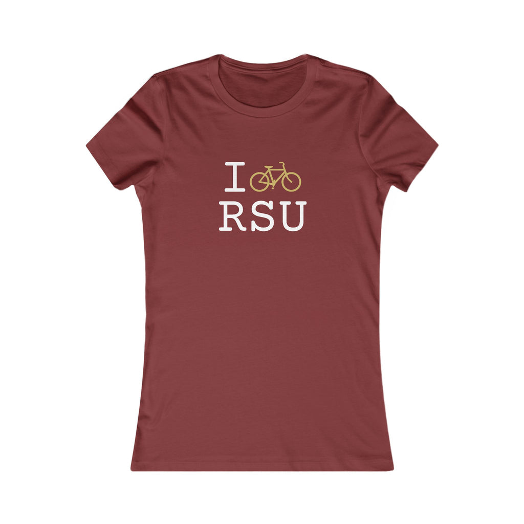 "I Bike ___" women's T, gold bike