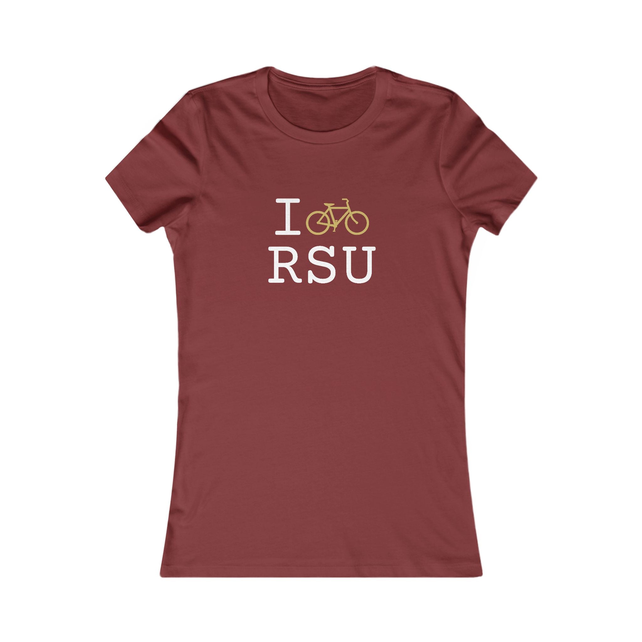 "I Bike ___" women's T, gold bike