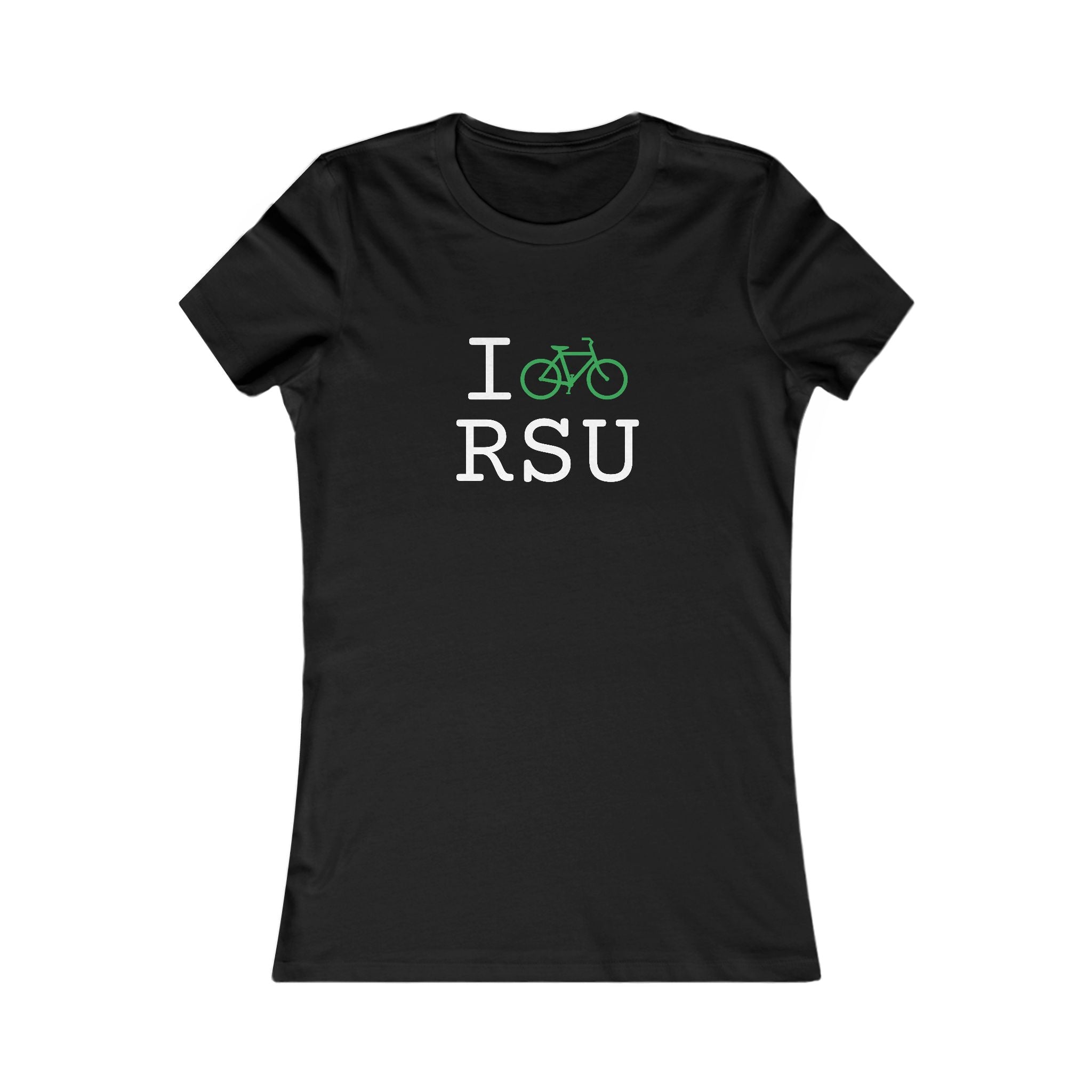 "I Bike ___" women's T, green bike