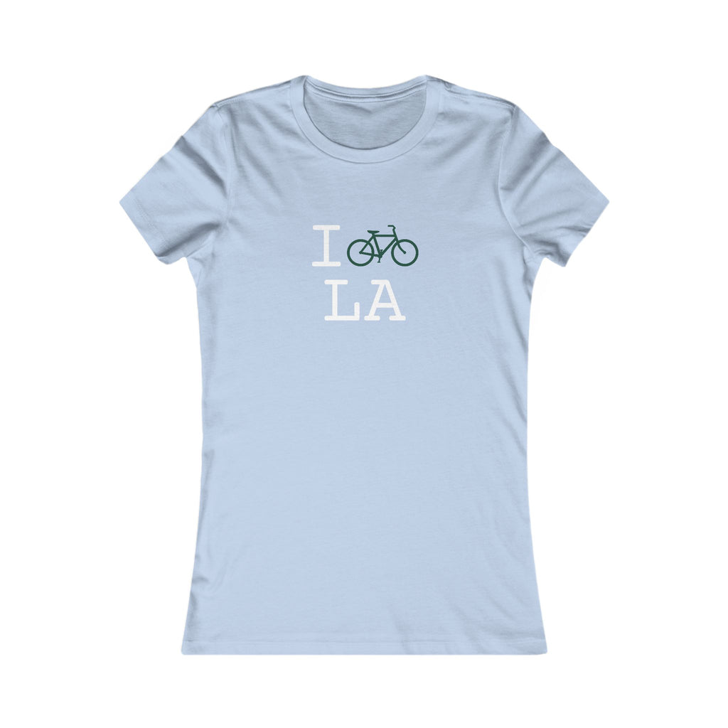 "I Bike ___" women's T, dark green bike