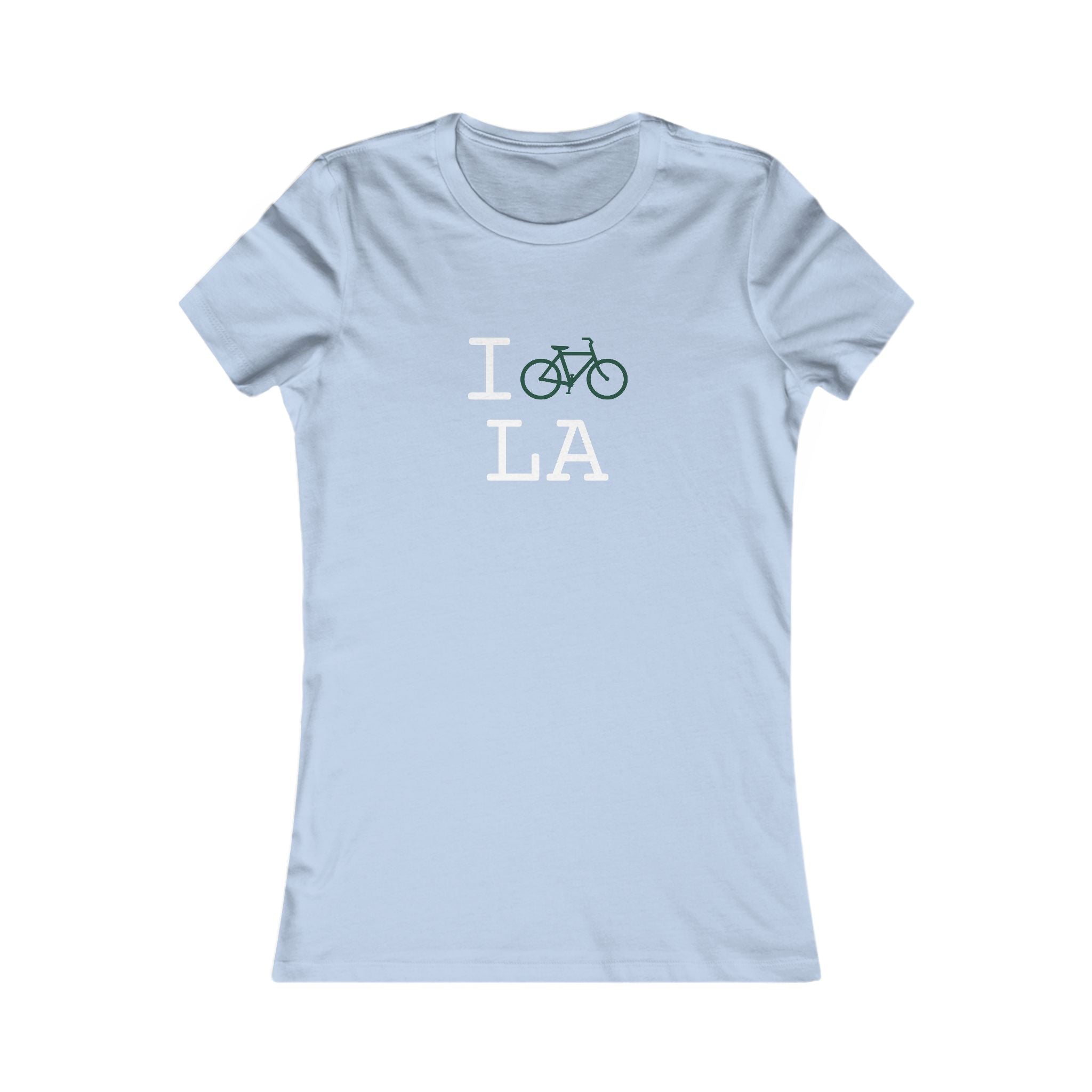 "I Bike ___" women's T, dark green bike