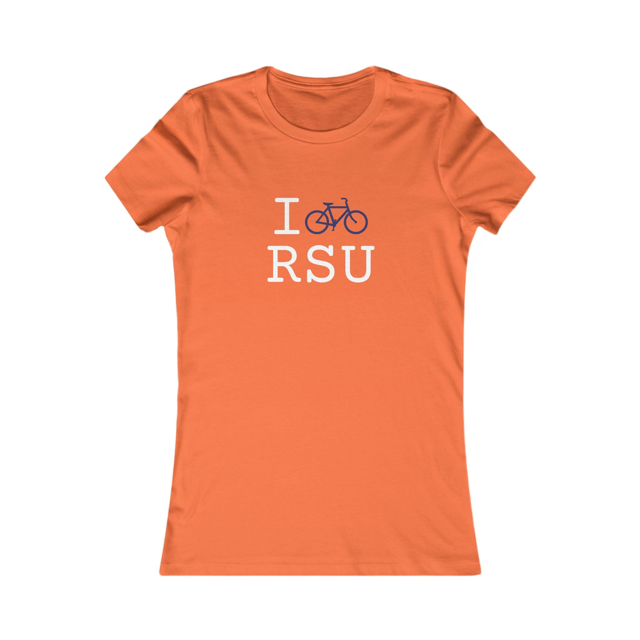 "I Bike ___" women's T, navy bike