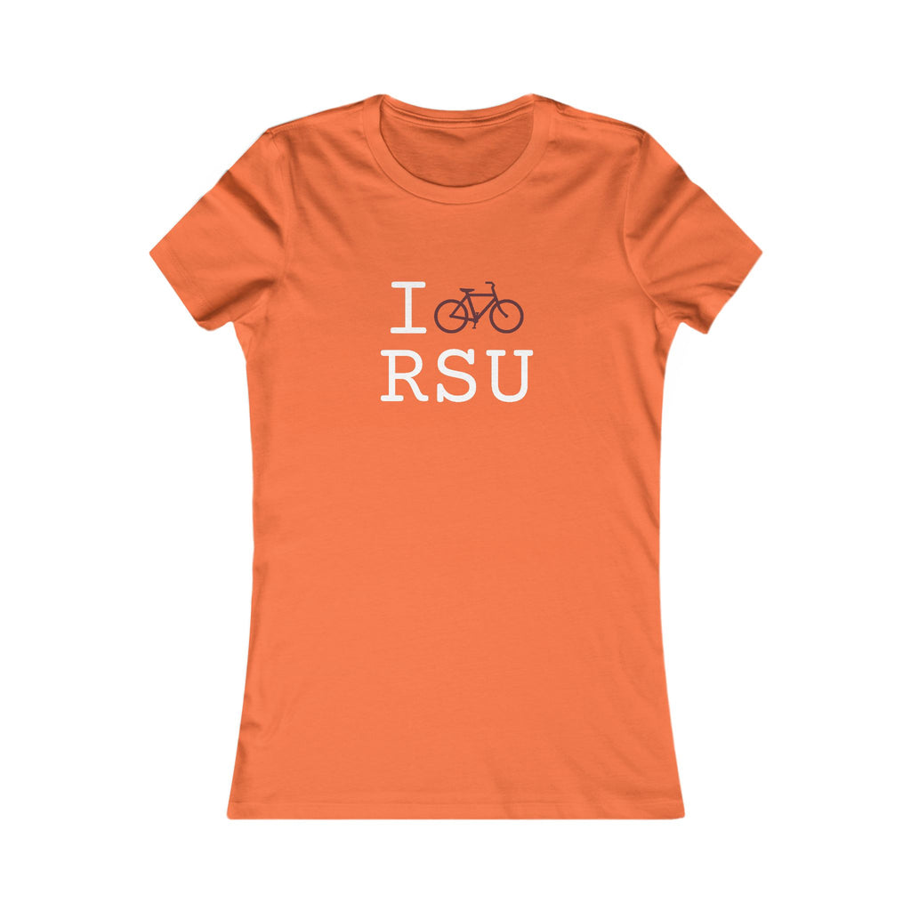 "I Bike ___" women's T, maroon bike