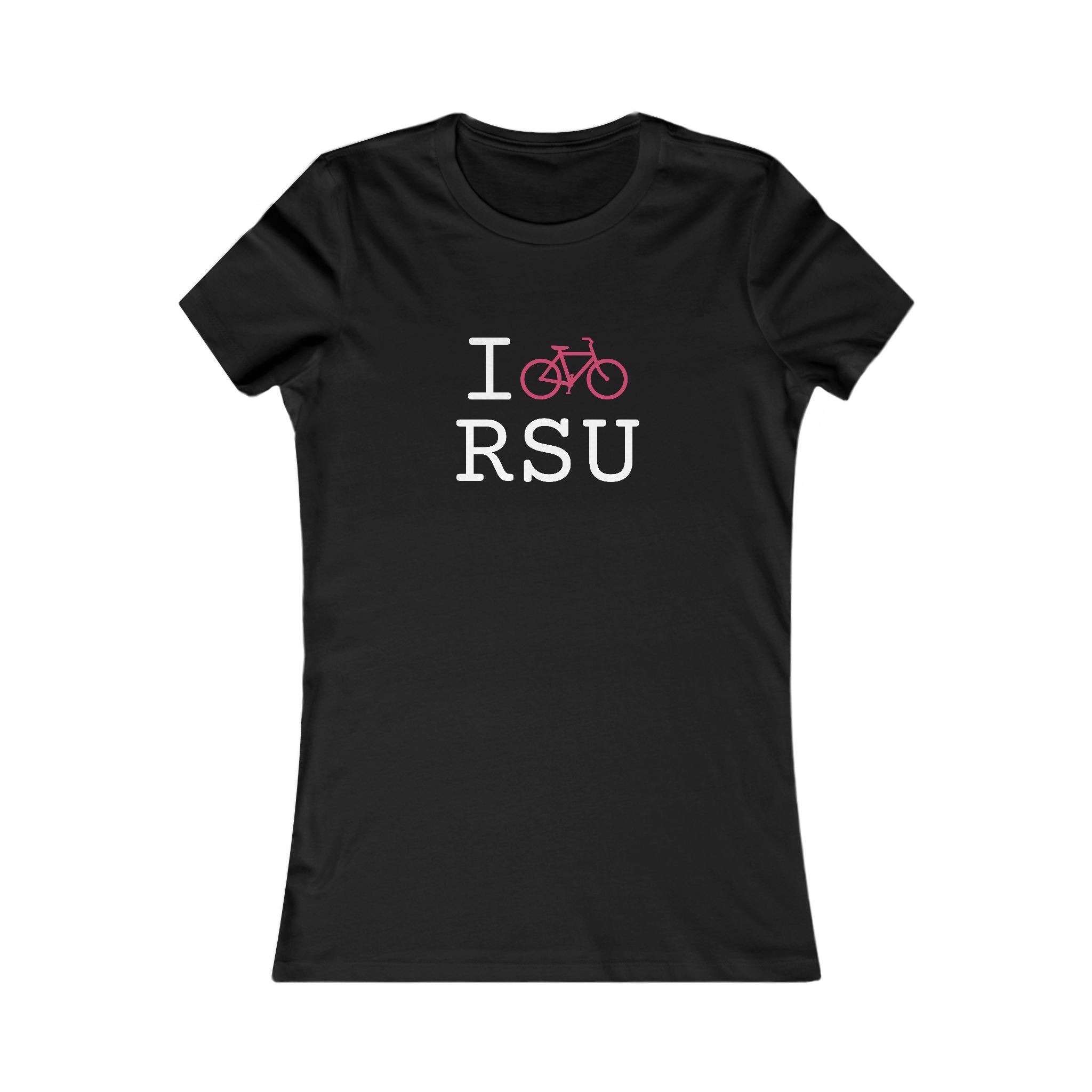 "I Bike ___" women's T, fuchsia bike