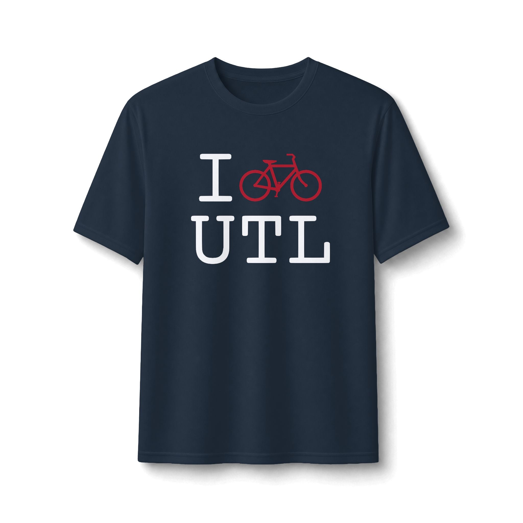 "I Bike ___" athletic T, crimson bike