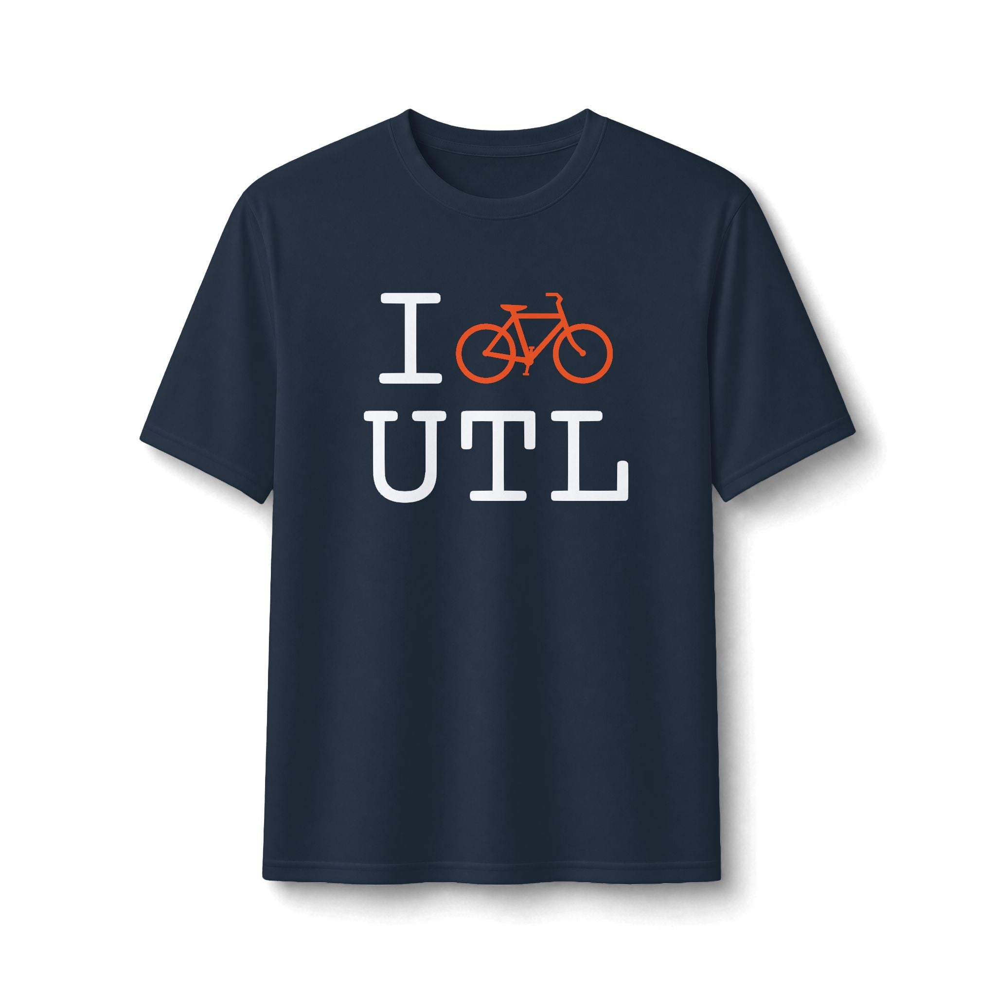 "I Bike ___" athletic T, orange bike