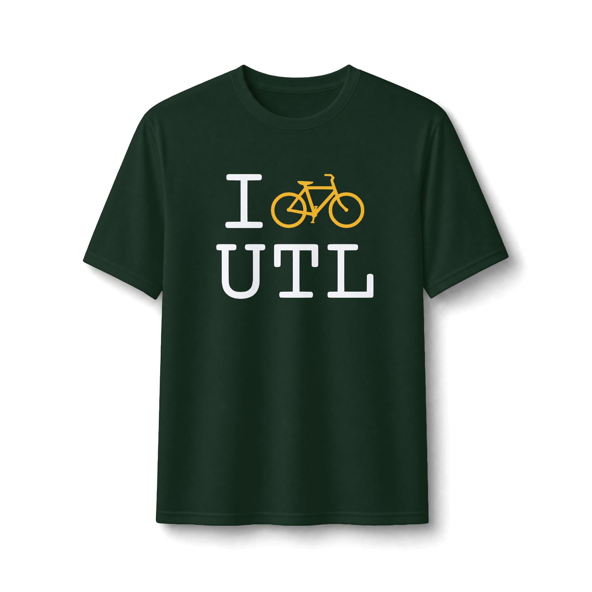 "I Bike ___" athletic T, yellow bike