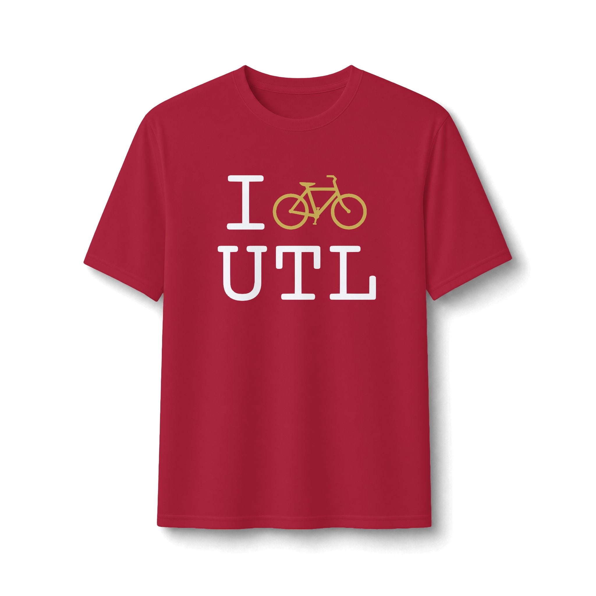 "I Bike ___" athletic T, gold bike