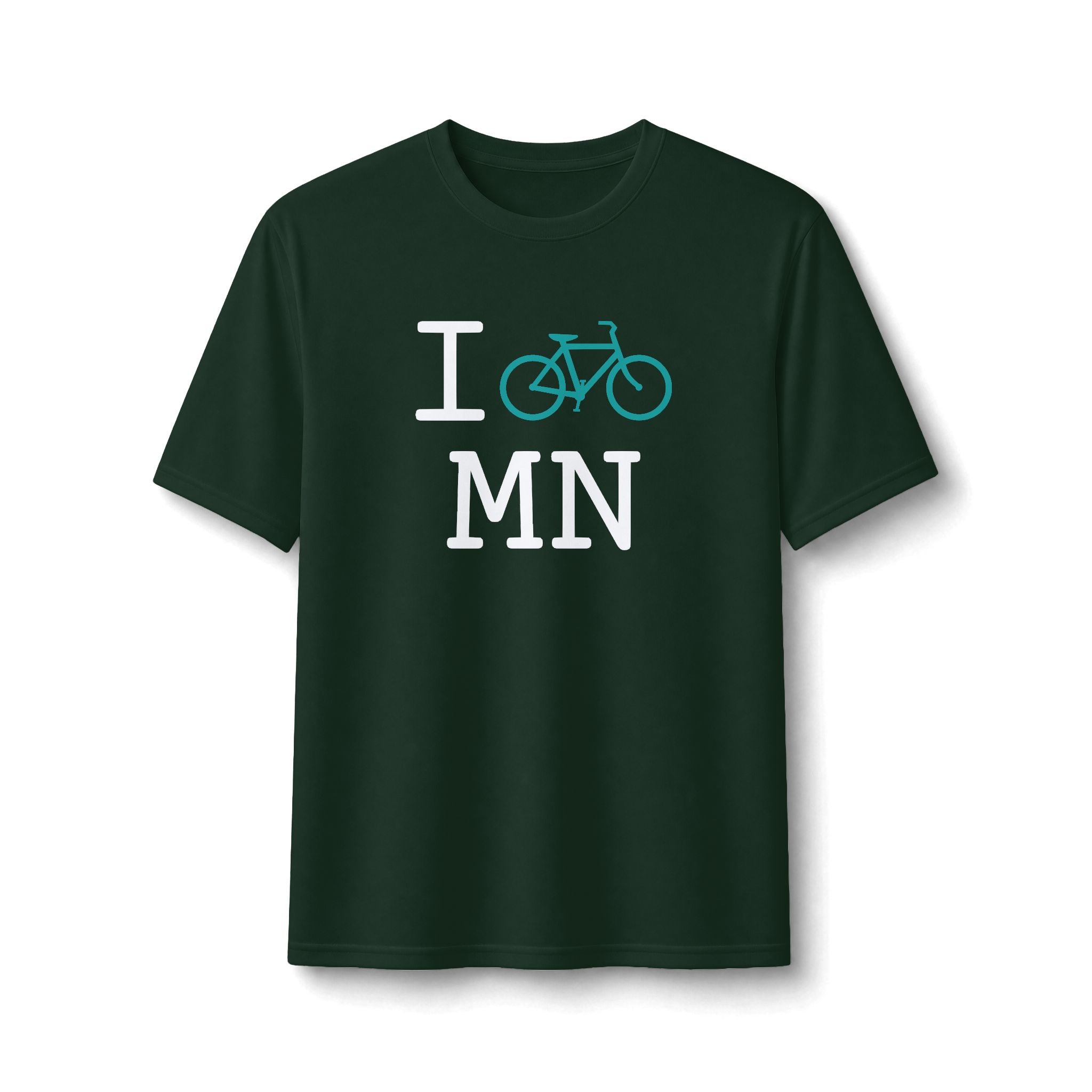 "I Bike ___" athletic T, teal bike