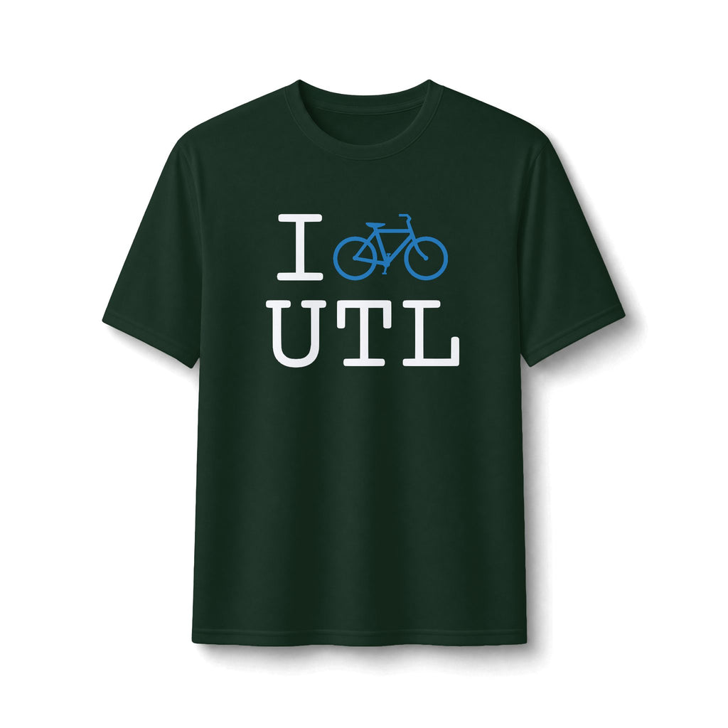 "I Bike ___" athletic T, light blue bike