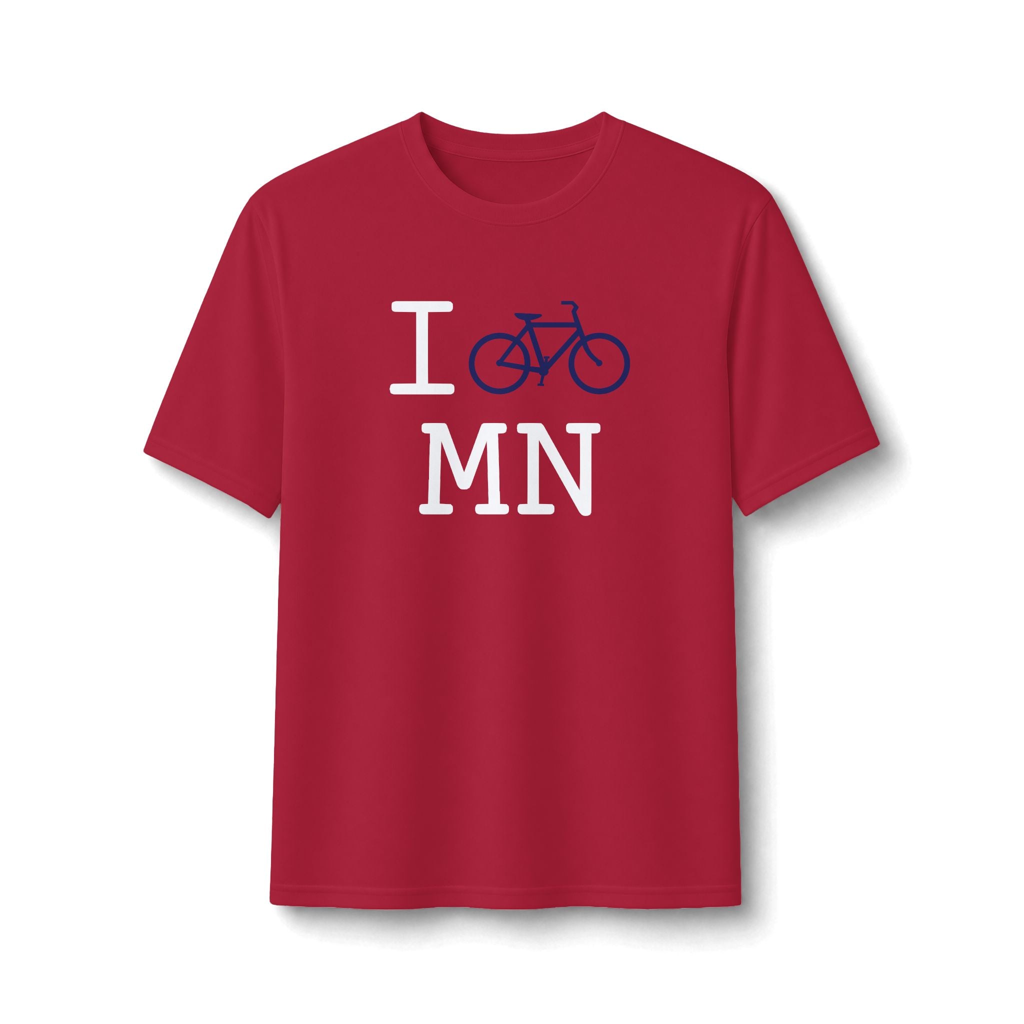 "I Bike ___" athletic T, navy bike
