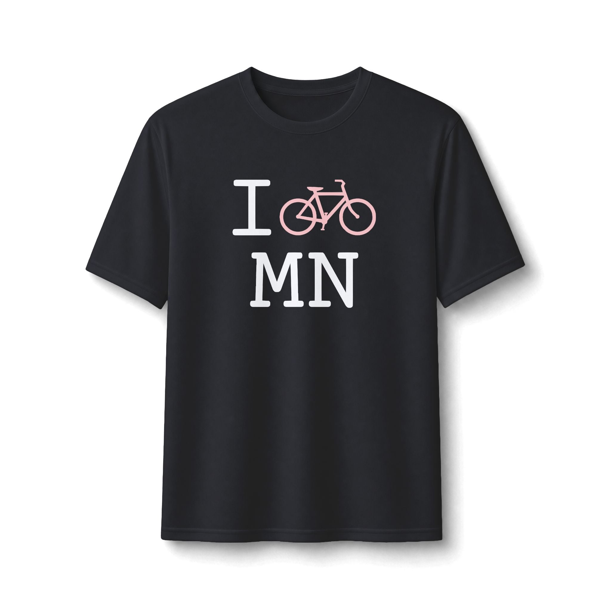 "I Bike ___" athletic T, pink bike