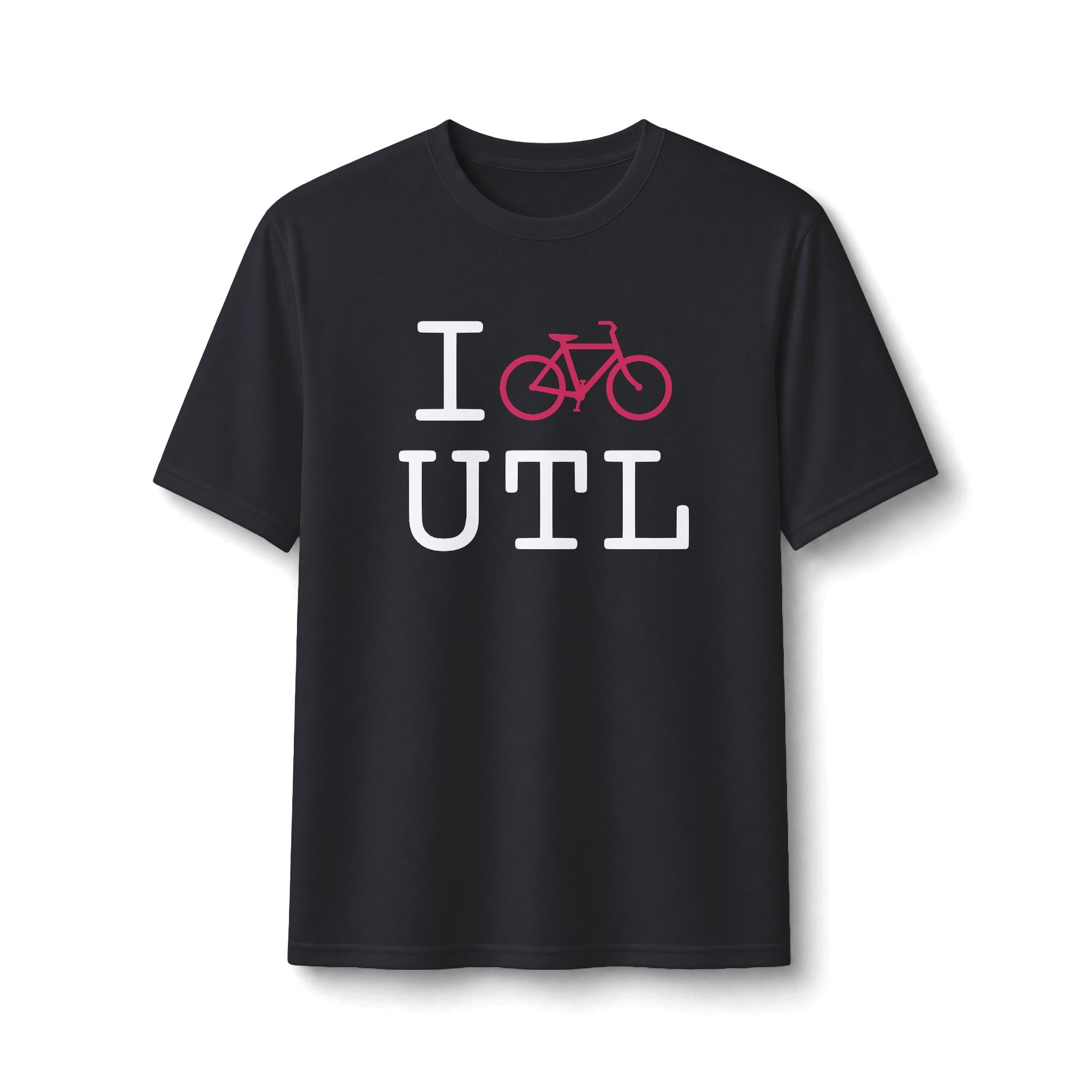 "I Bike ___" athletic T, hot pink bike