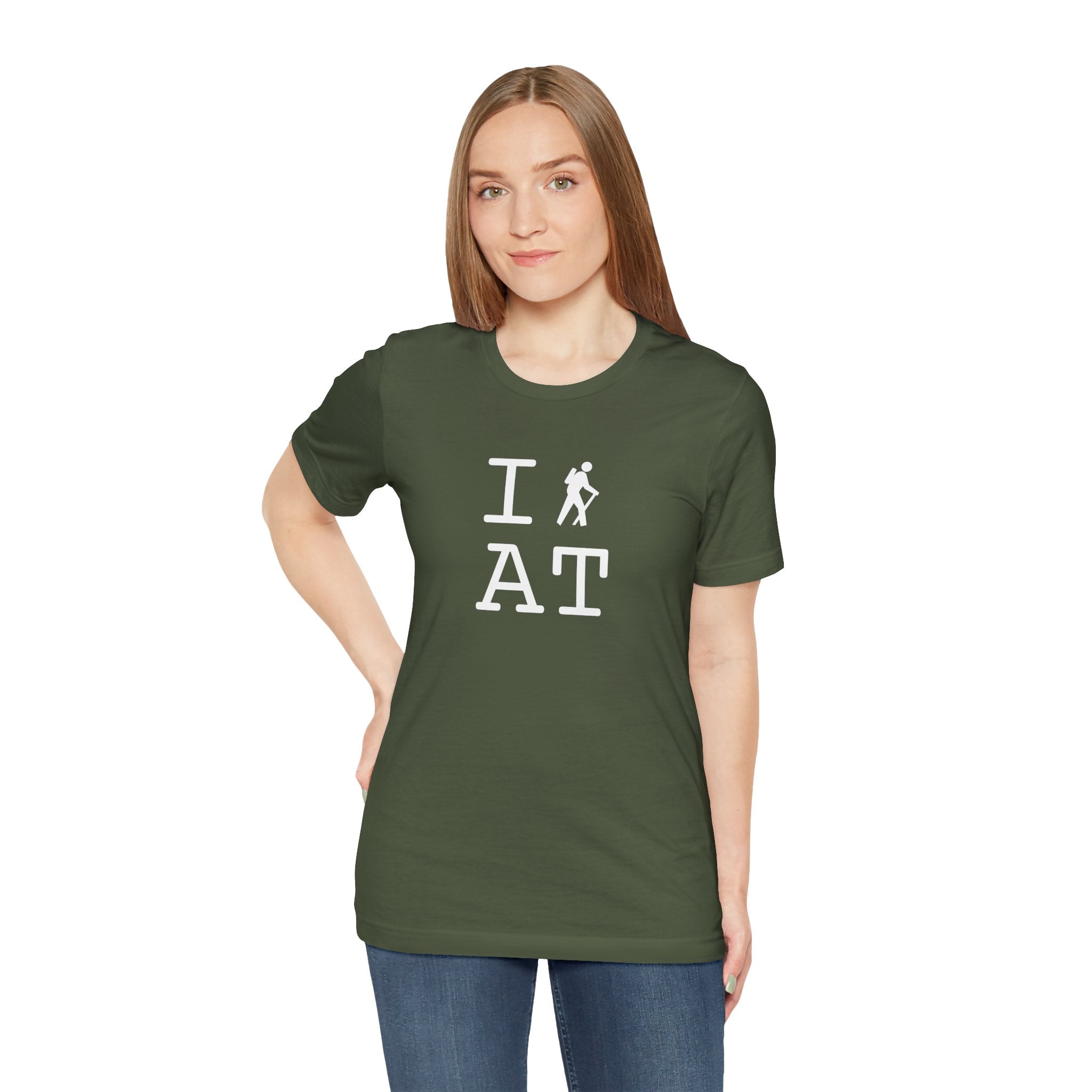 I Hike ___ unisex T, white hiker