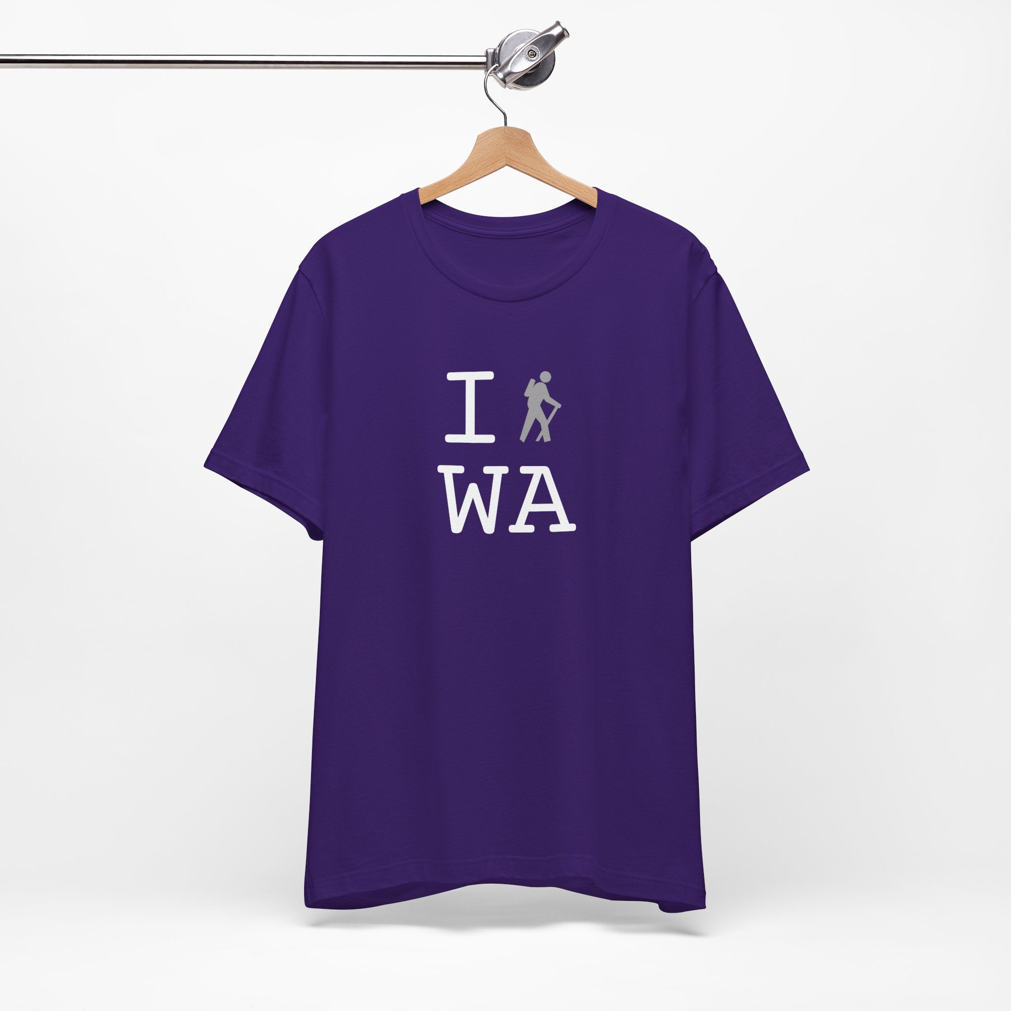 I Hike ___ unisex T, grey hiker