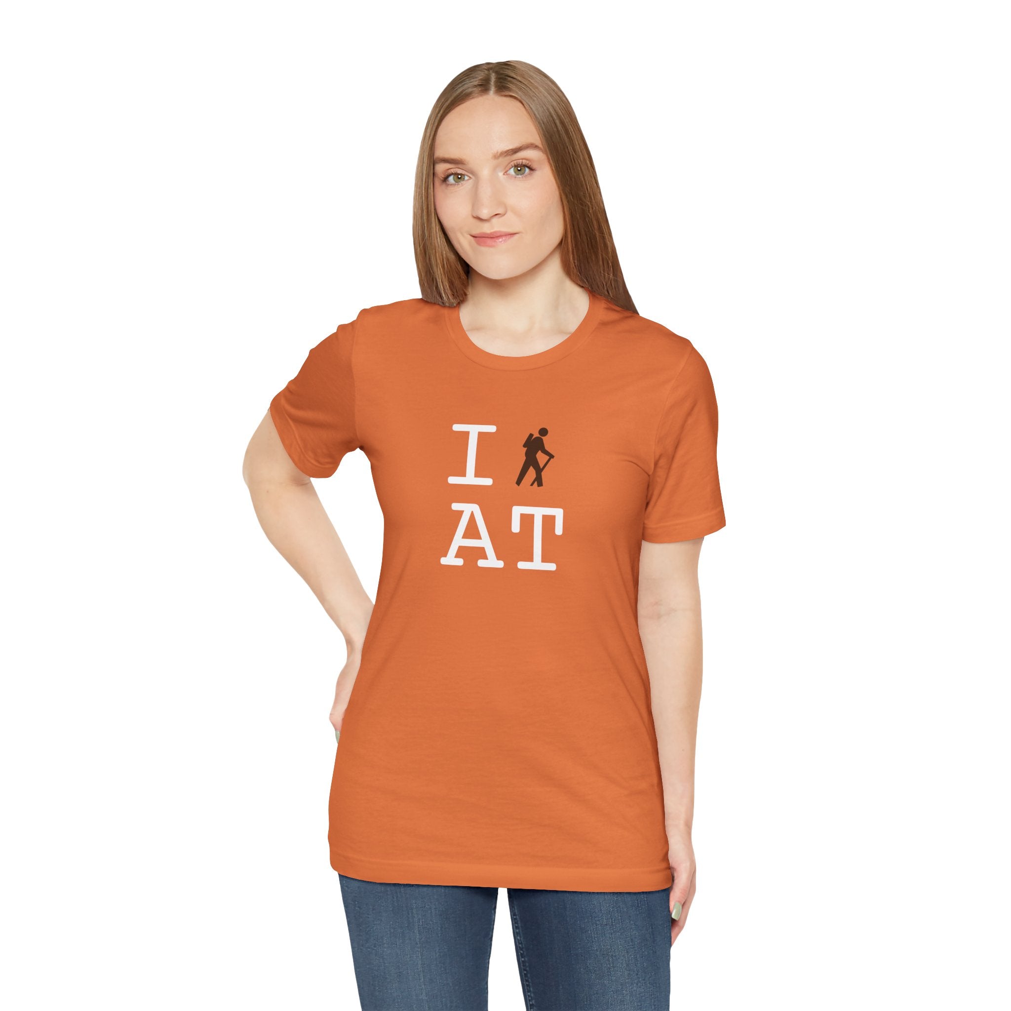 I Hike ___ unisex T, brown hiker