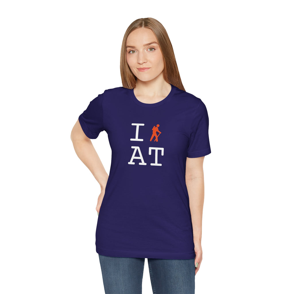 I Hike ___ unisex T, orange hiker
