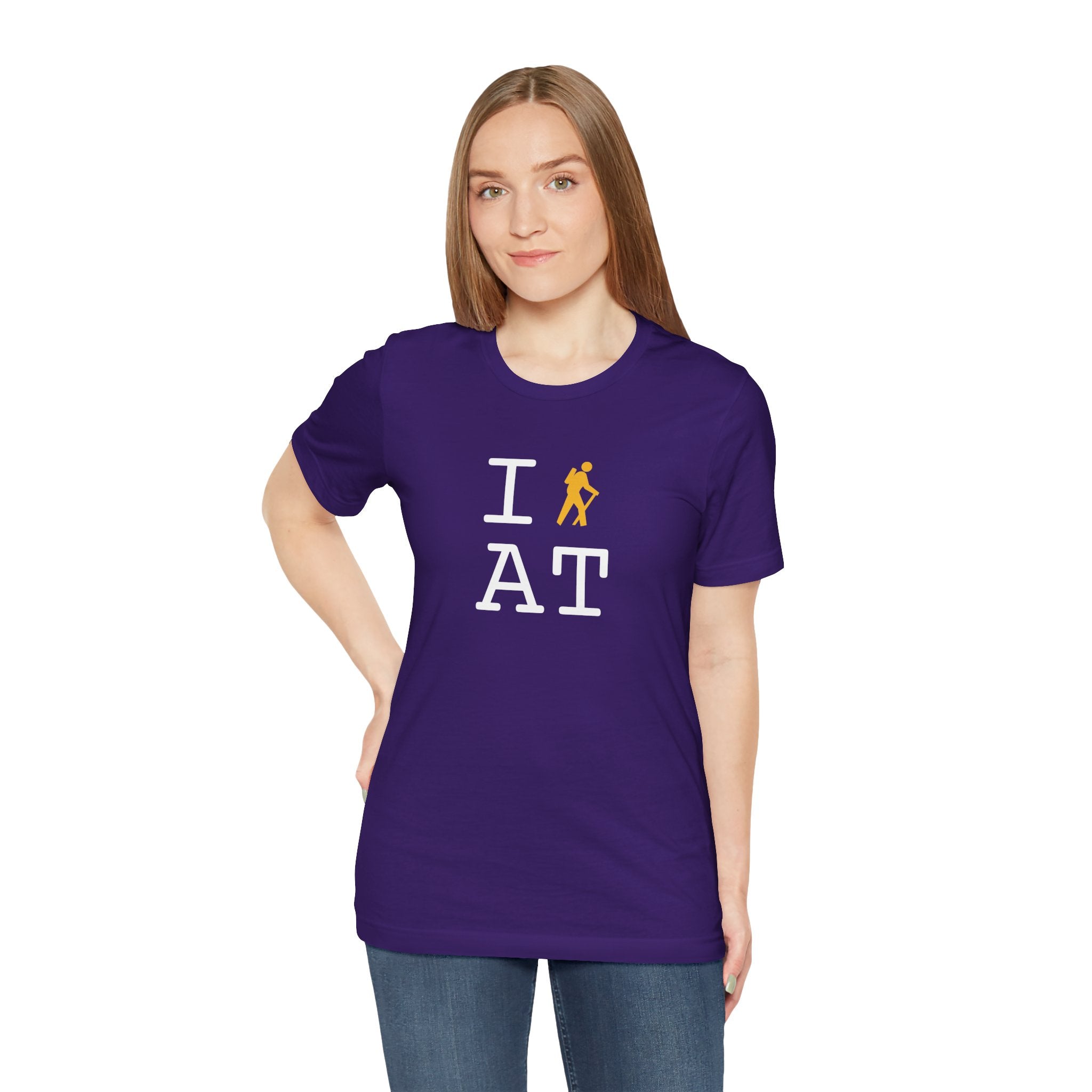 I Hike ___ unisex T, yellow hiker