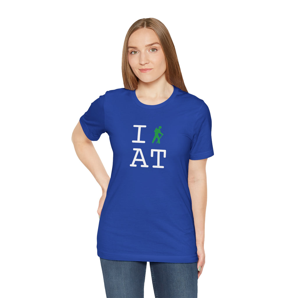I Hike ___ unisex T, green hiker