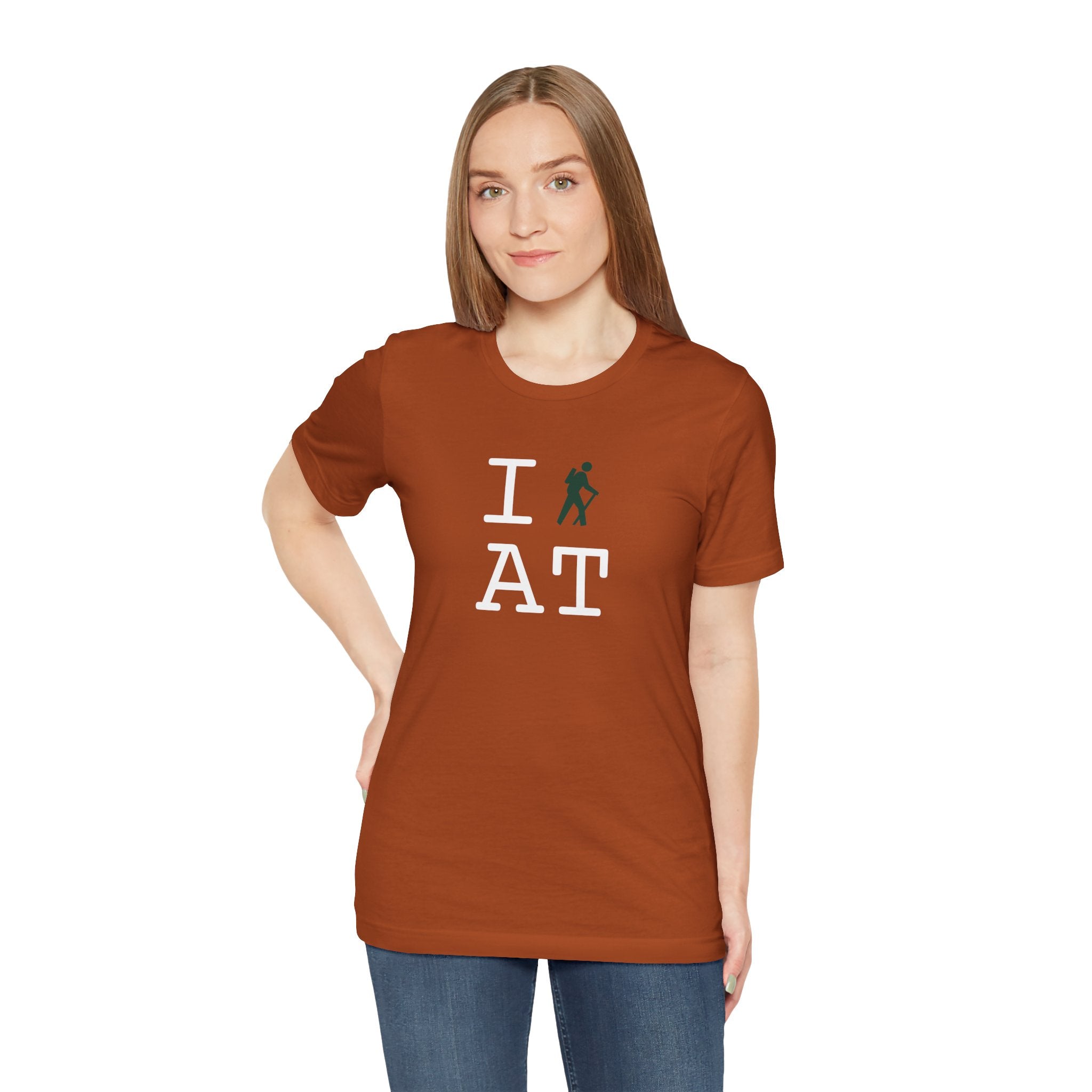 I Hike ___ unisex T, dark green hiker