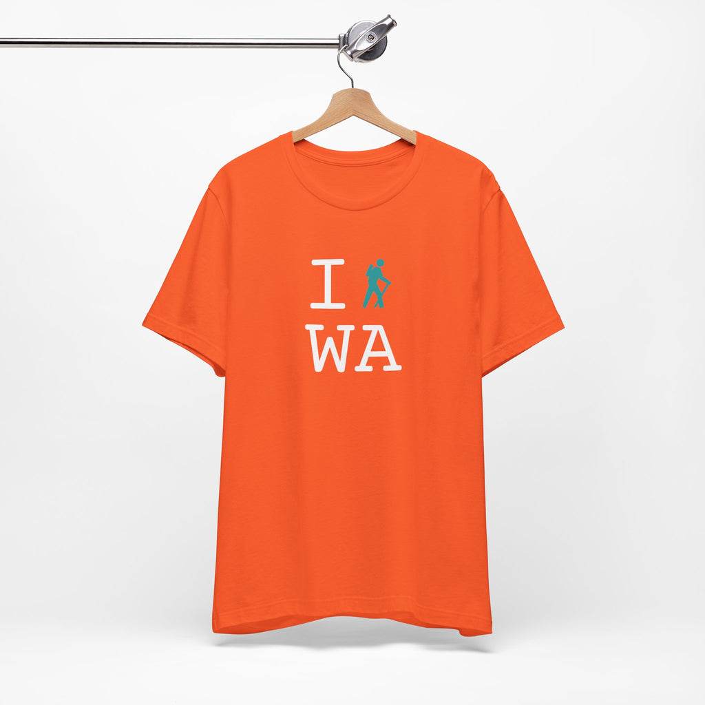 I Hike ___ unisex T, teal hiker