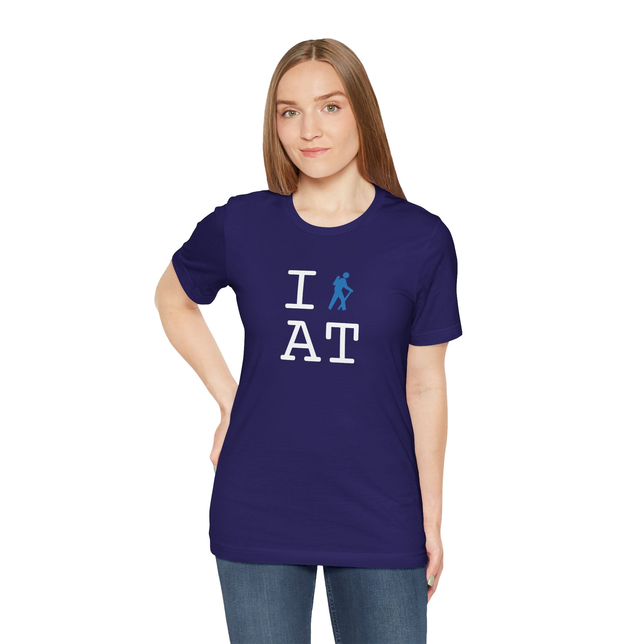I Hike ___ unisex T, light blue hiker