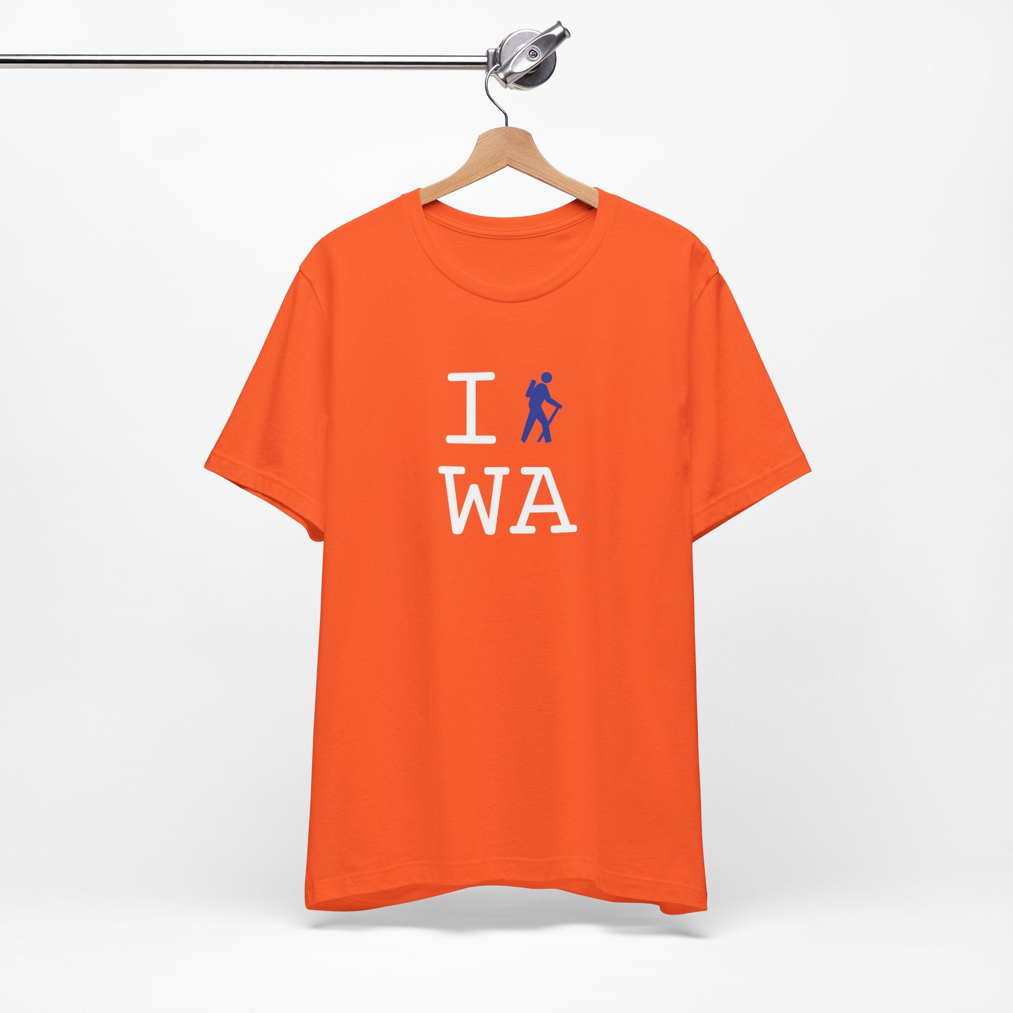 I Hike ___ unisex T, blue hiker