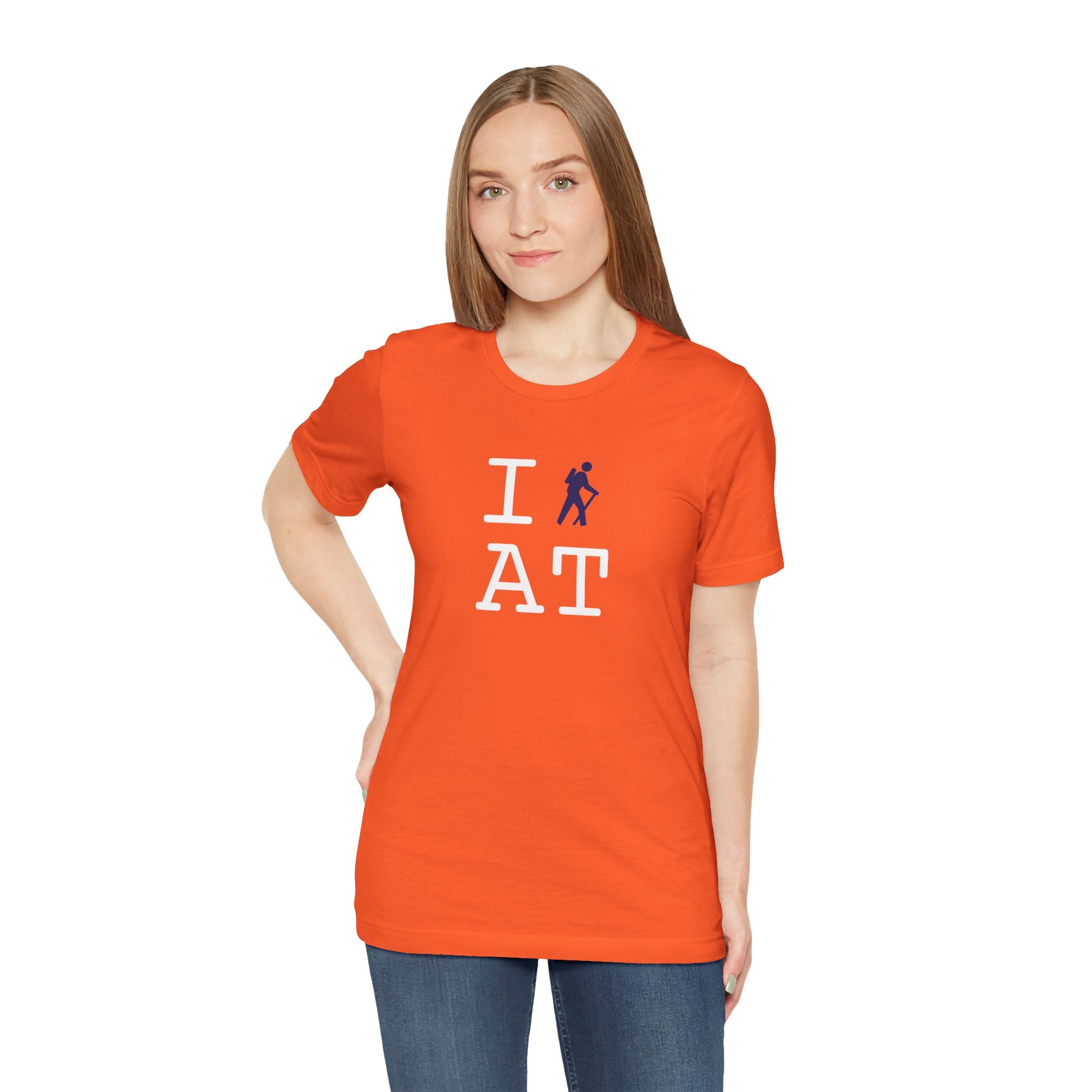 I Hike ___ unisex T, navy hiker
