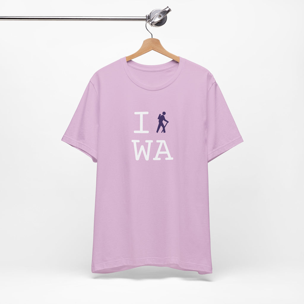 I Hike ___ unisex T, purple hiker