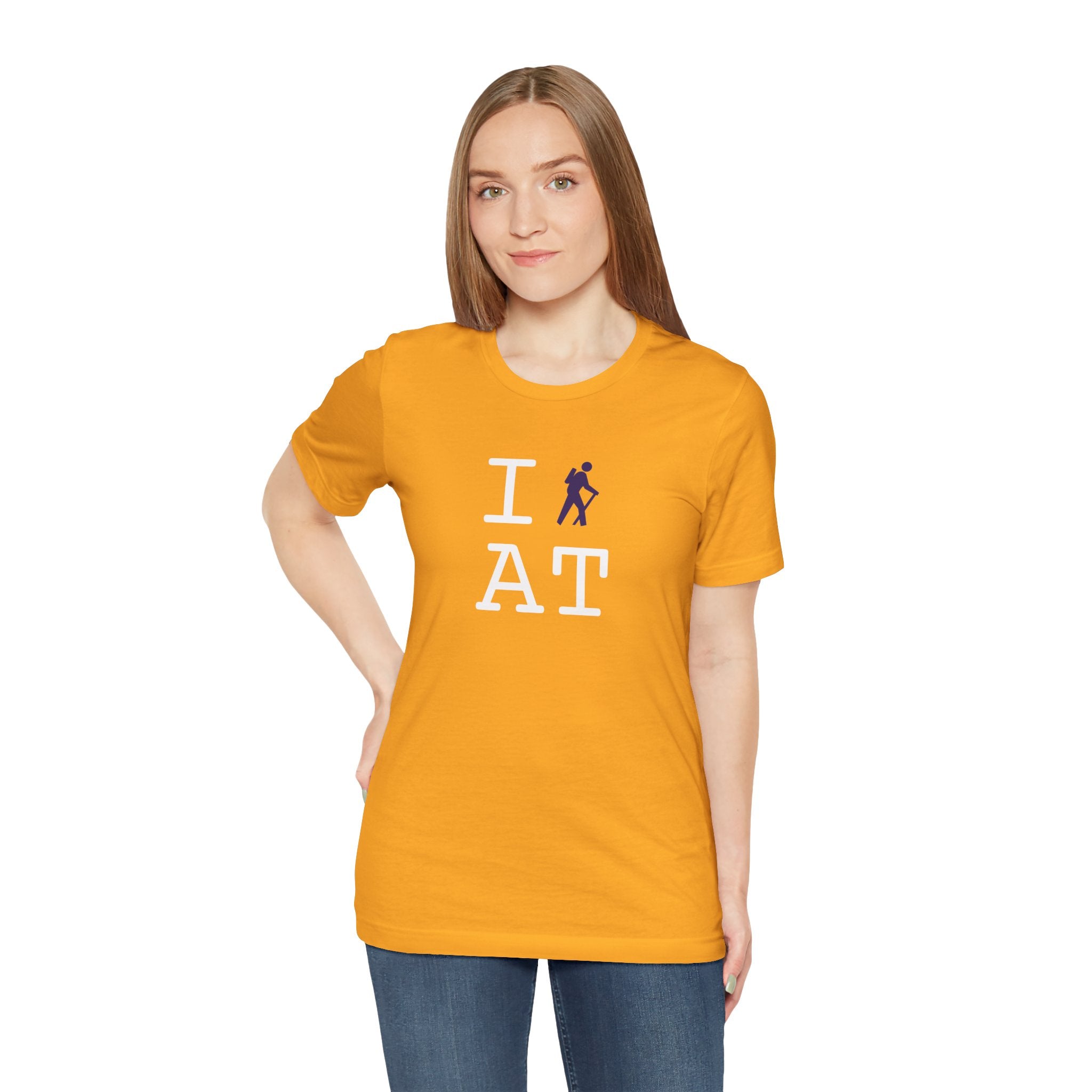 I Hike ___ unisex T, purple hiker