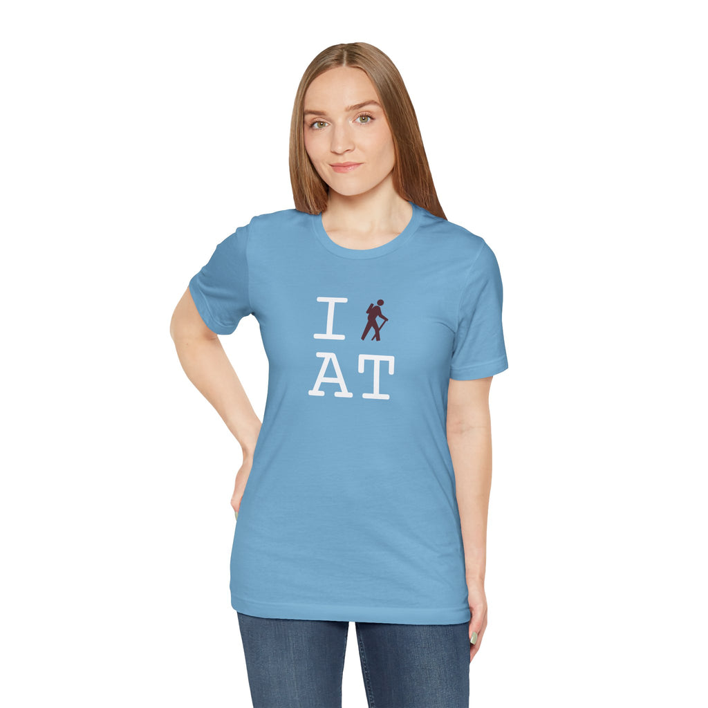 I Hike ___ unisex T, maroon hiker