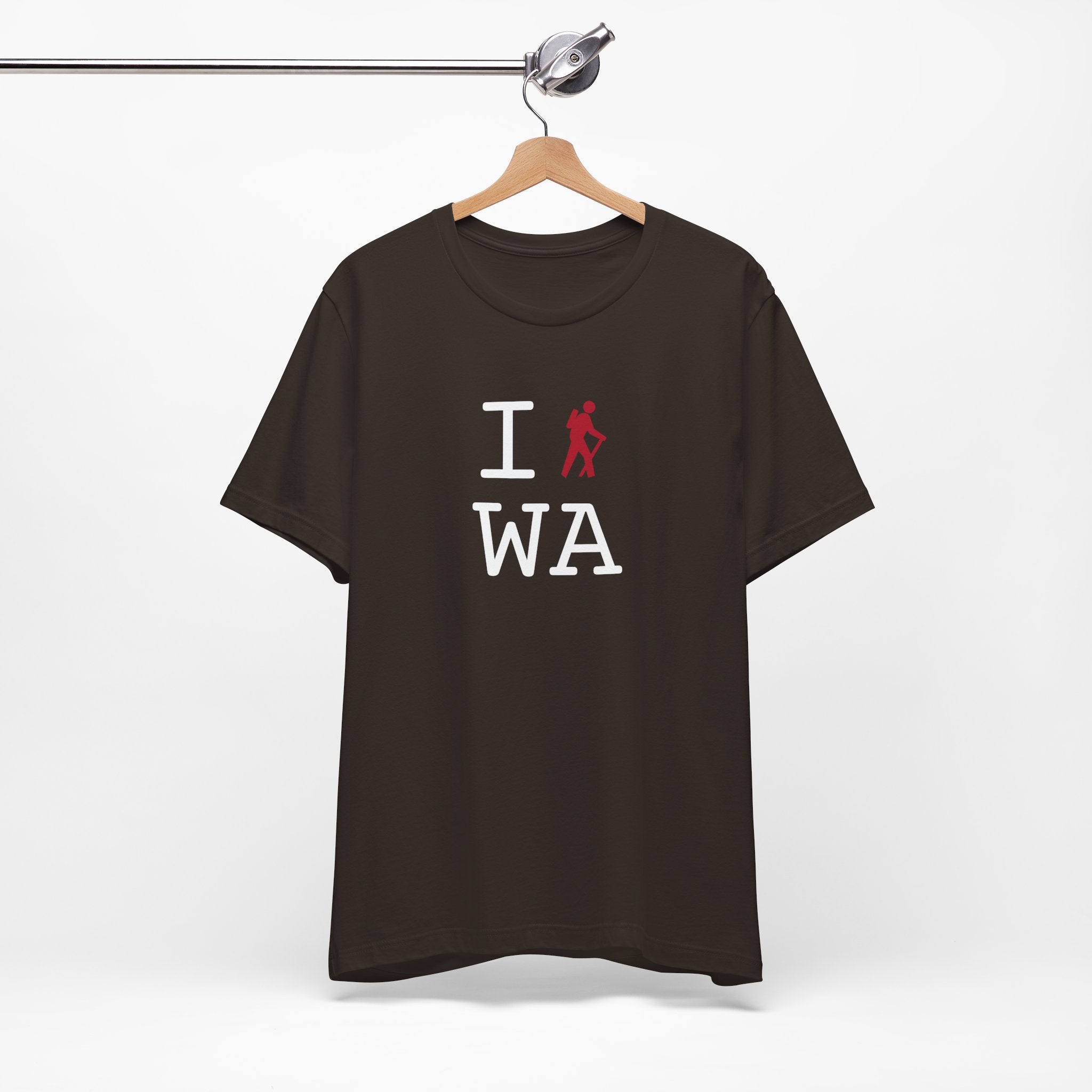 I Hike ___ unisex T, red hiker