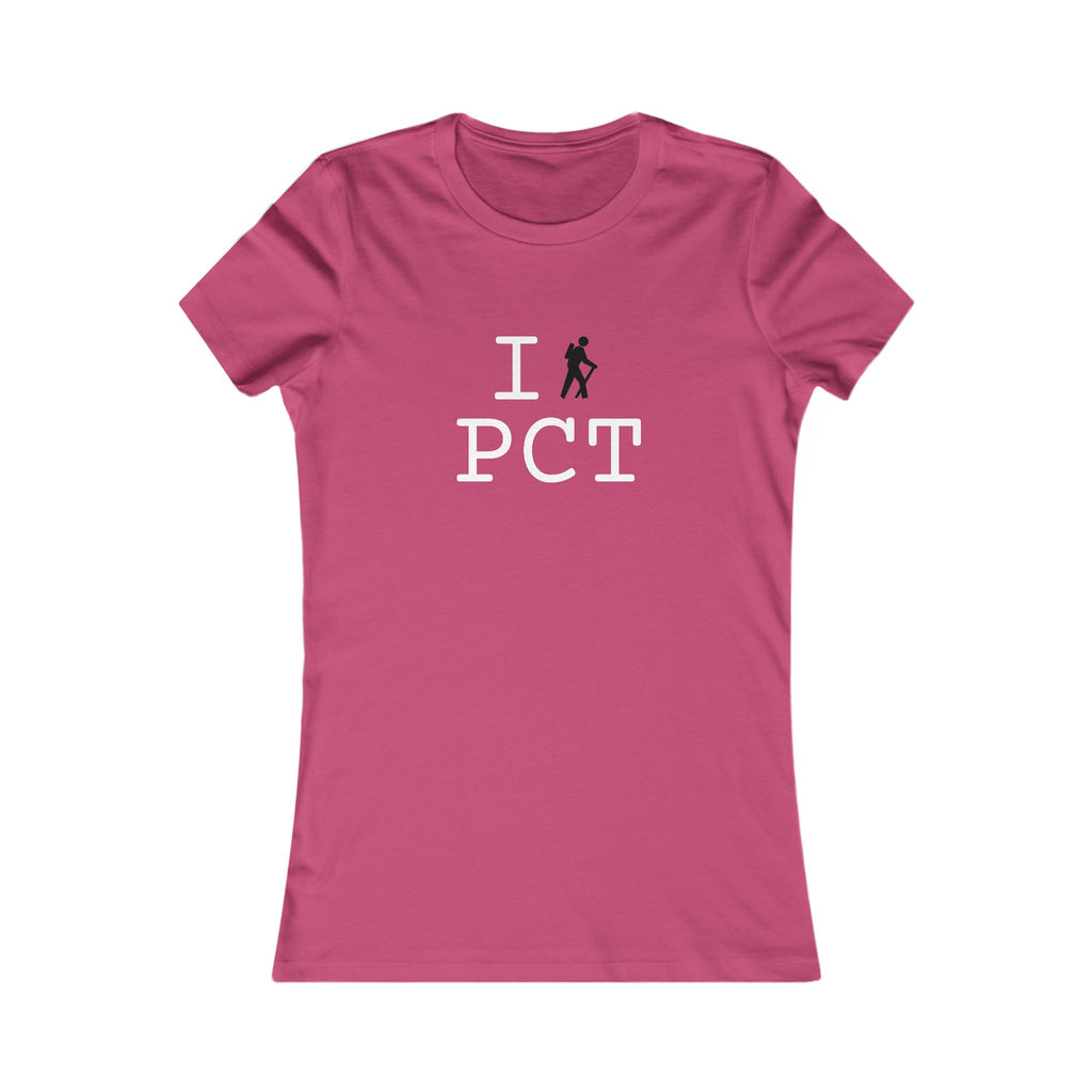"I Hike ___" women's T, black hiker