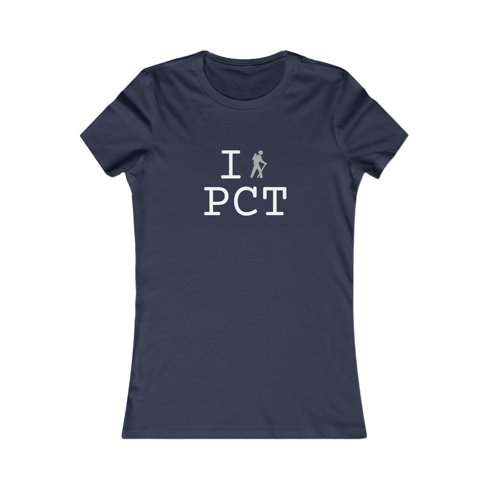 "I Hike ___" women's T, grey hiker