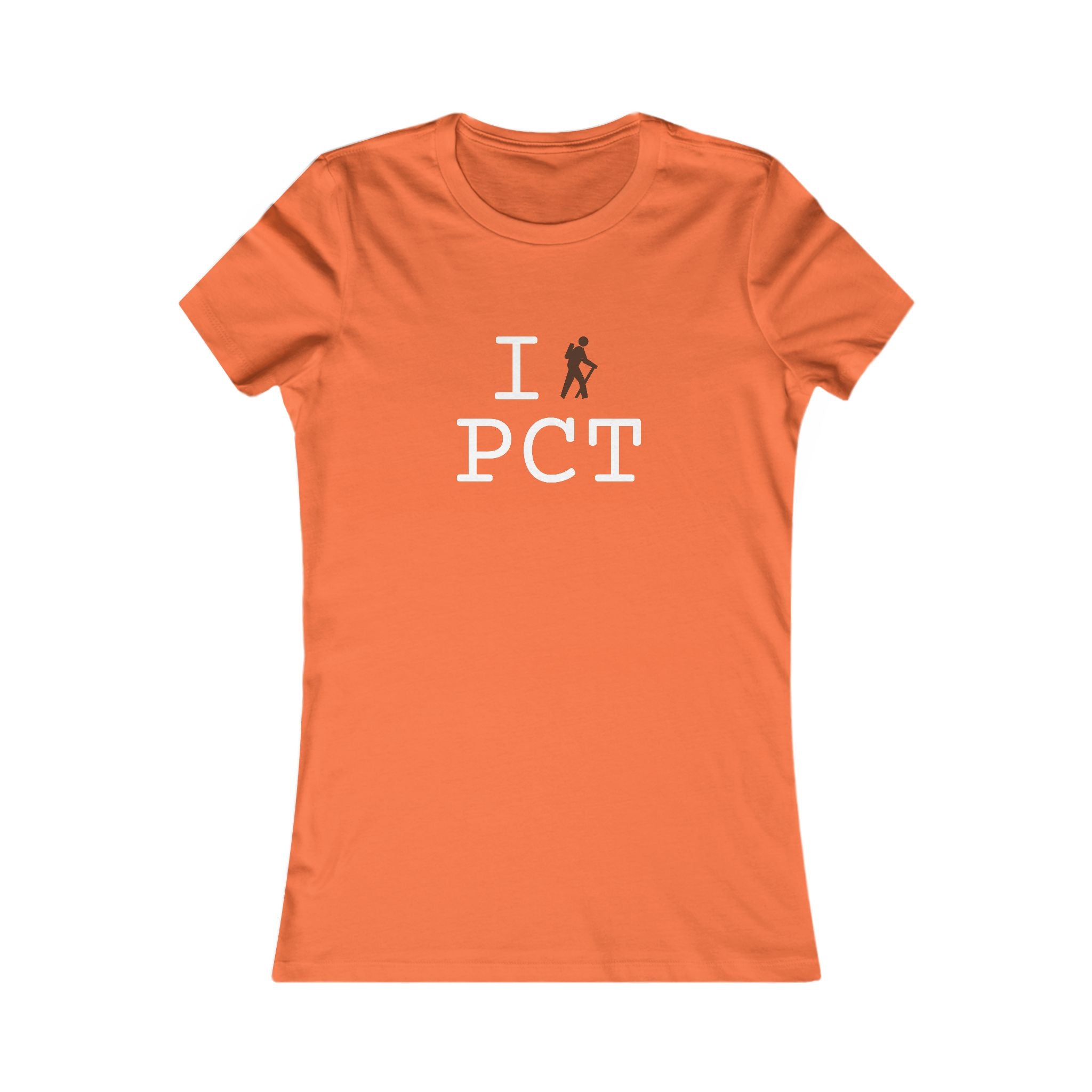"I Hike ___" women's T, brown hiker