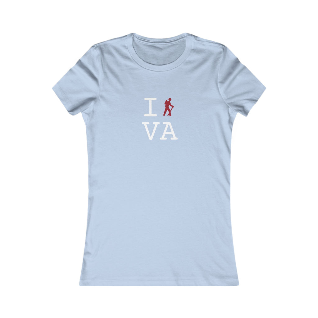 "I Hike ___" women's T, crimson hiker