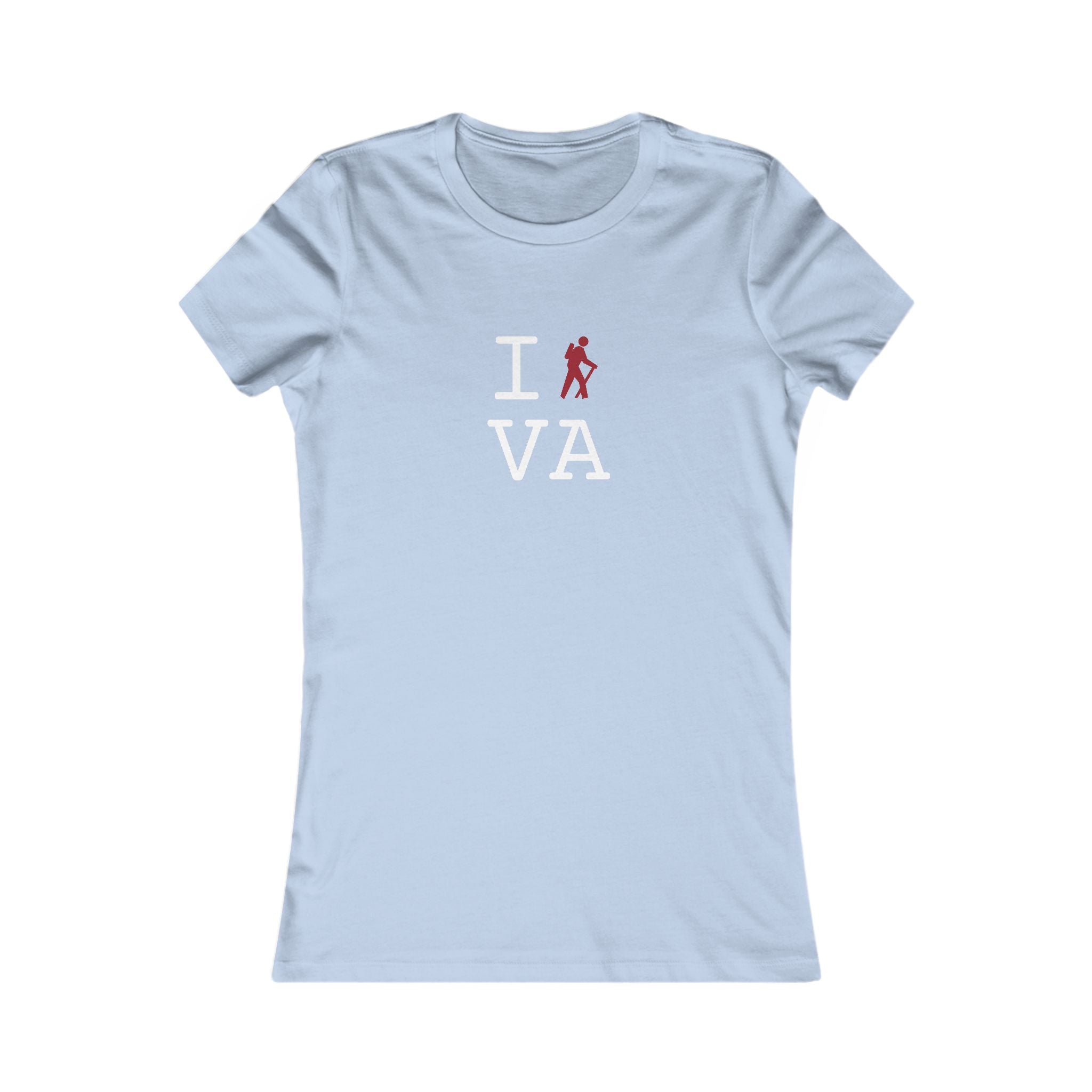 "I Hike ___" women's T, crimson hiker