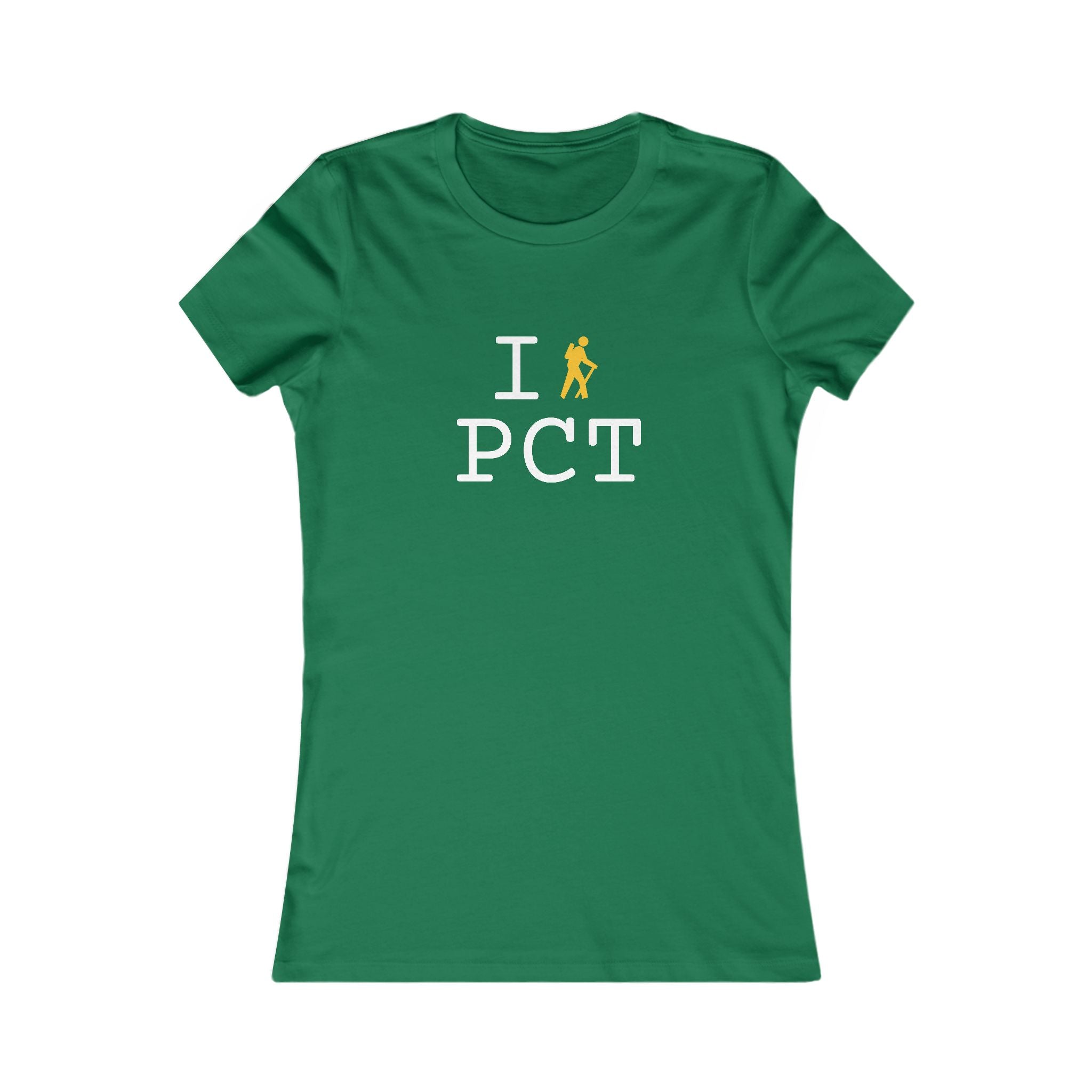 "I Hike ___" women's T, yellow hiker